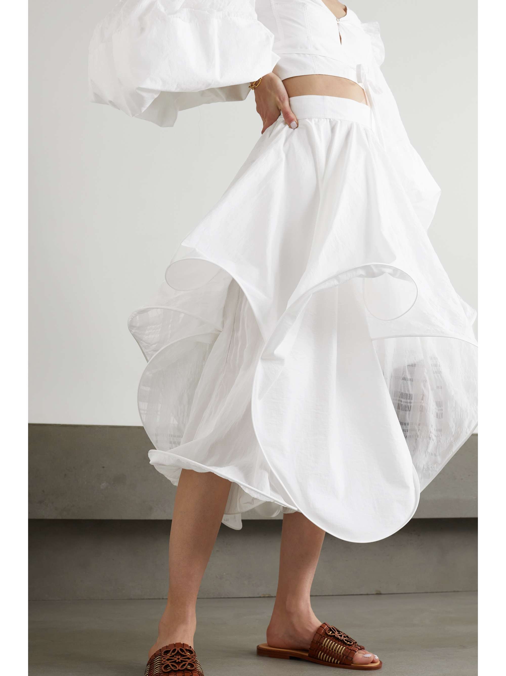 LOEWE Ruffled voile midi skirt