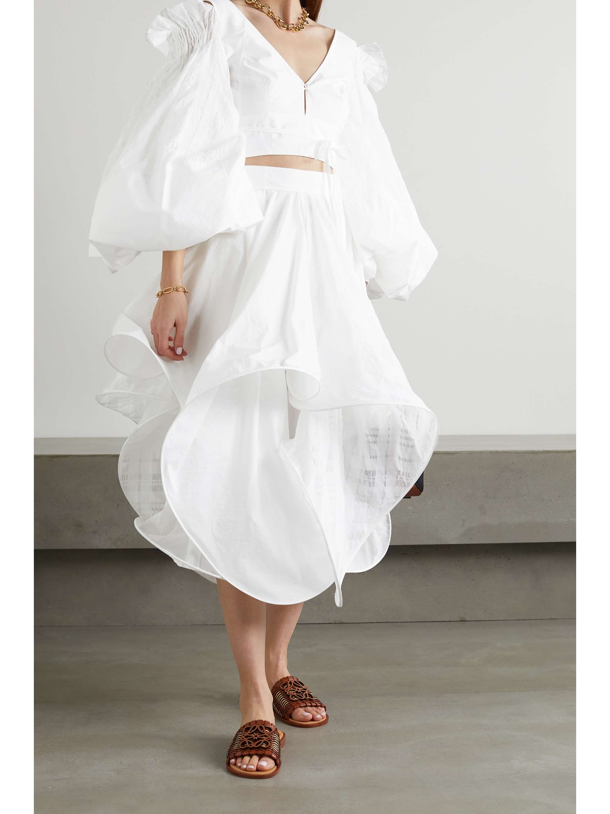 LOEWE Ruffled voile midi skirt