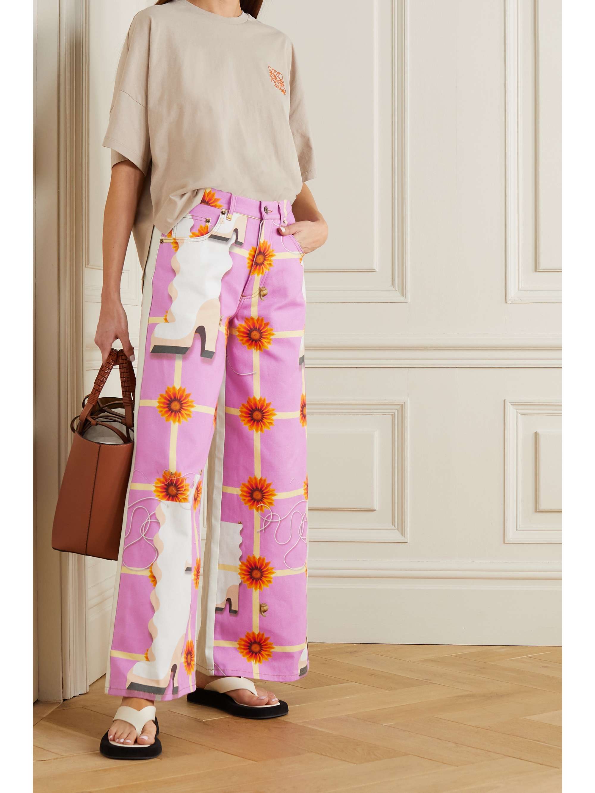 LOEWE Printed high-rise wide-leg jeans