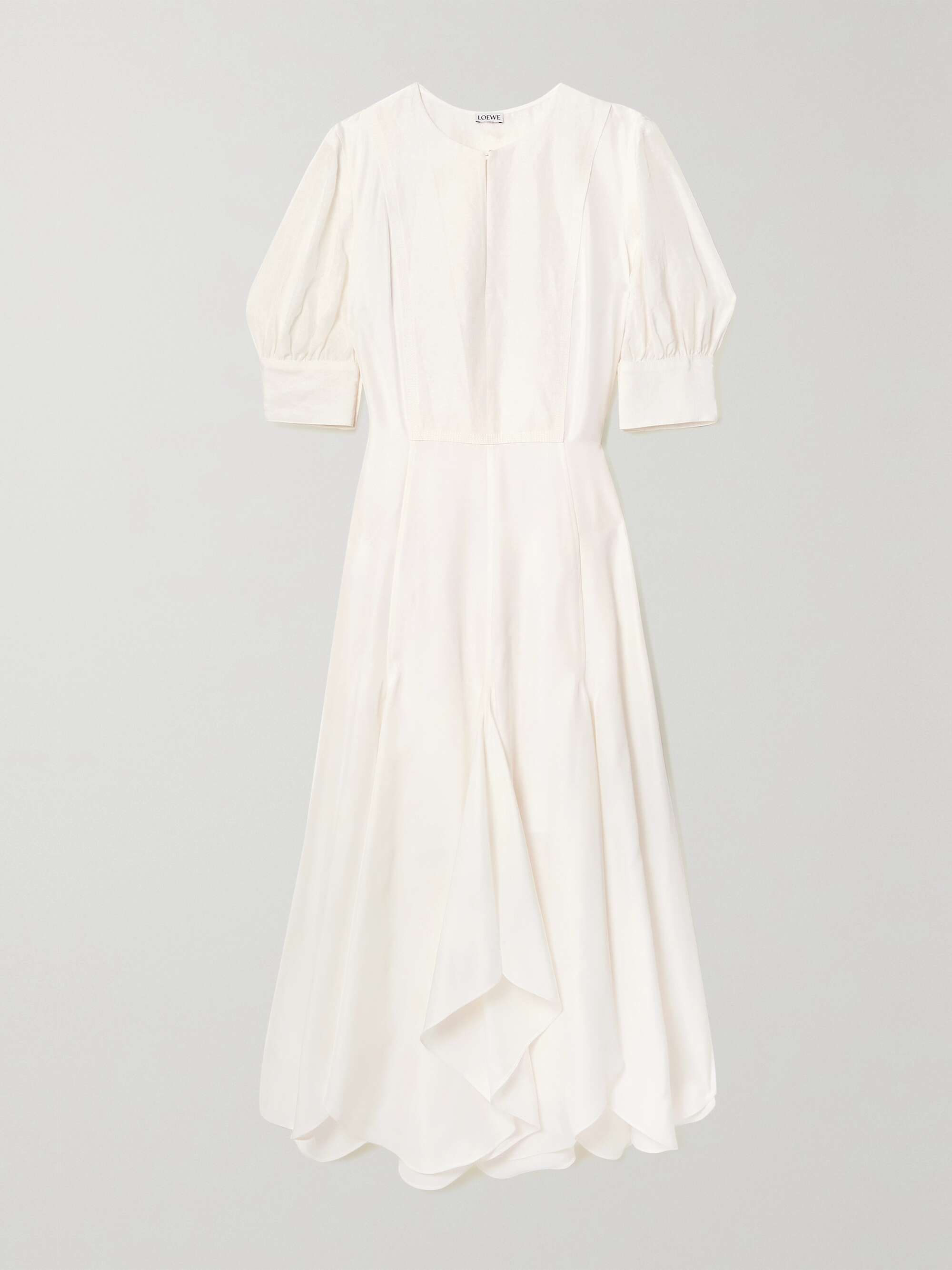 LOEWE Asymmetric silk and voile midi dress | NET-A-PORTER