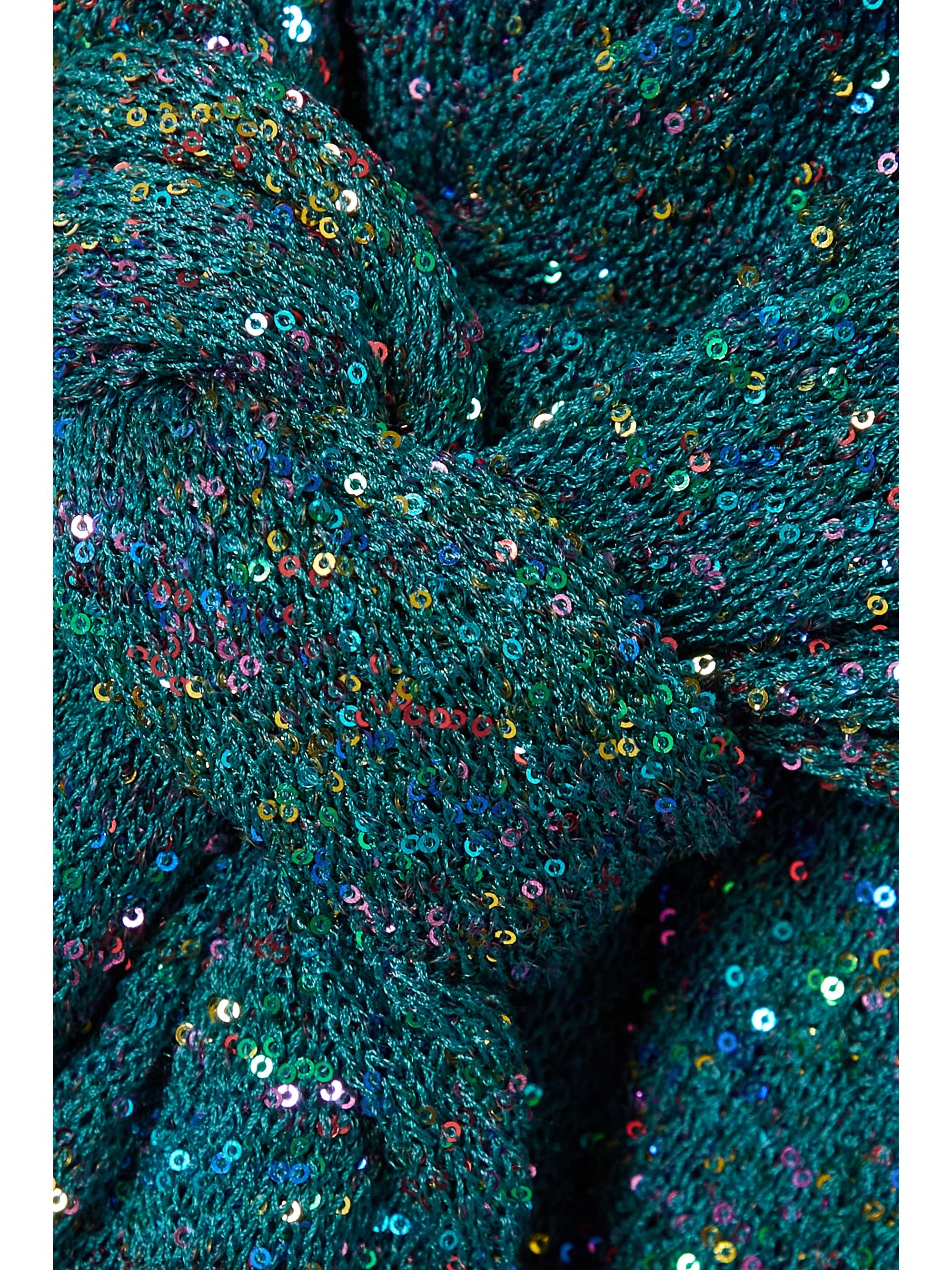 LOEWE Asymmetric knotted sequined knitted top