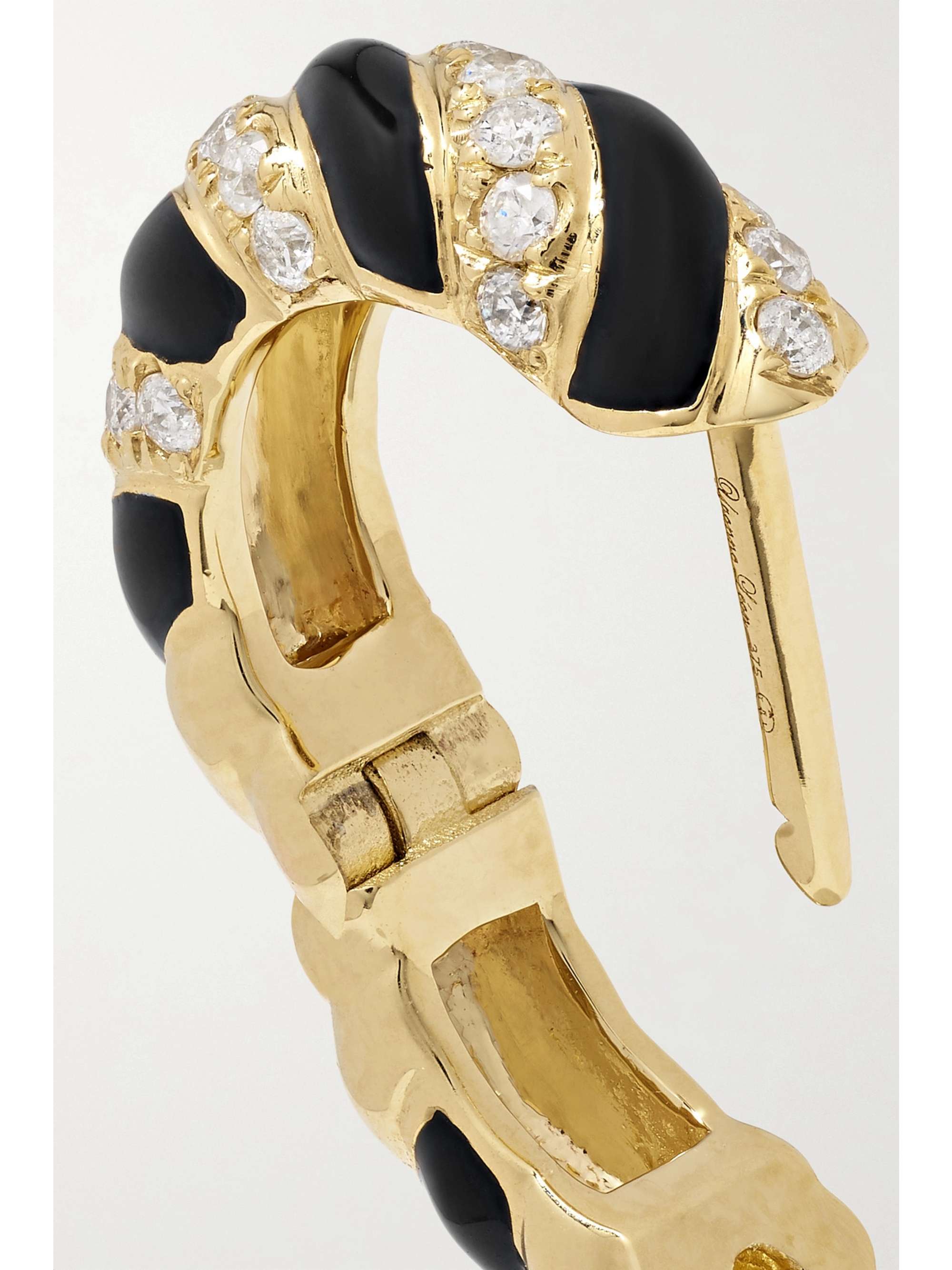 YVONNE LÉON 9-karat gold, enamel and diamond hoop earrings