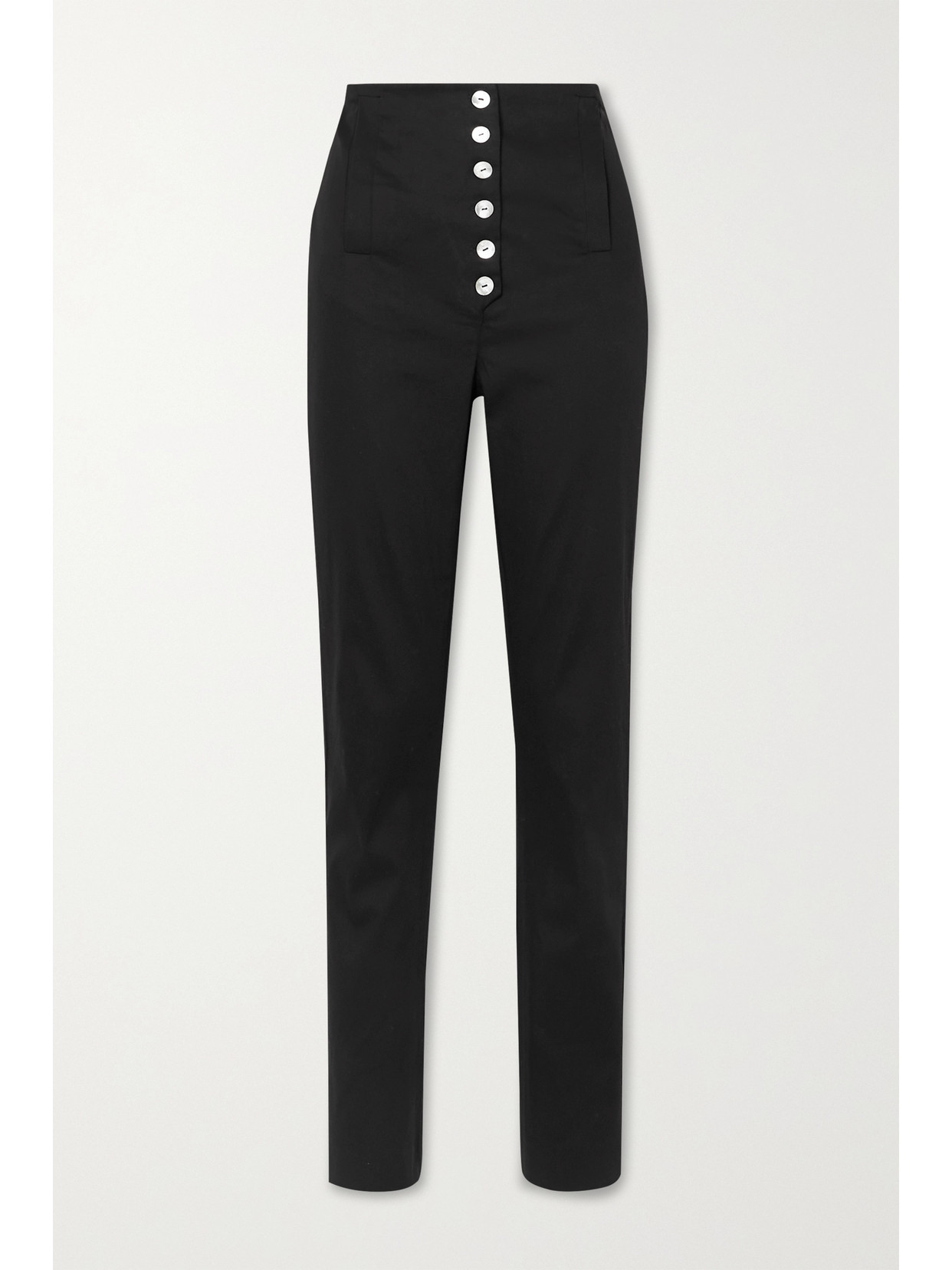 Acheval Pampa + Net Sustain Palo Stretch-cotton Satin Slim-leg Trousers In Black