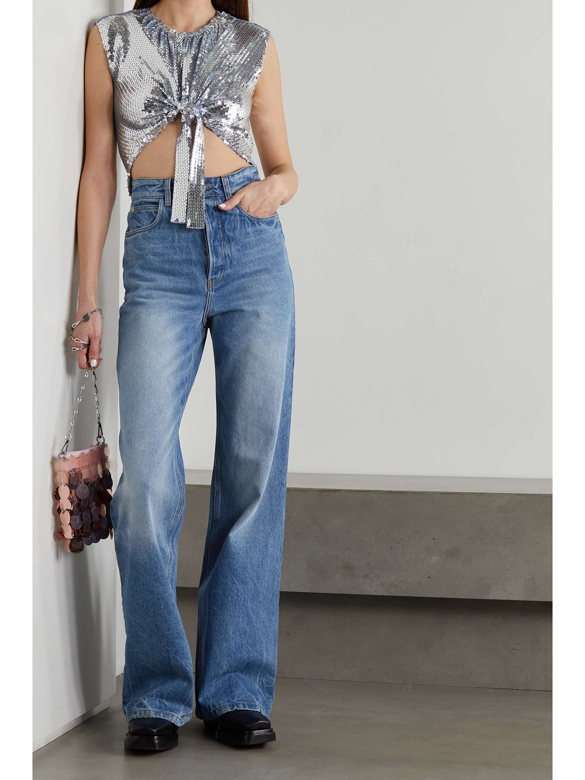 RABANNE High-rise straight-leg denim jeans