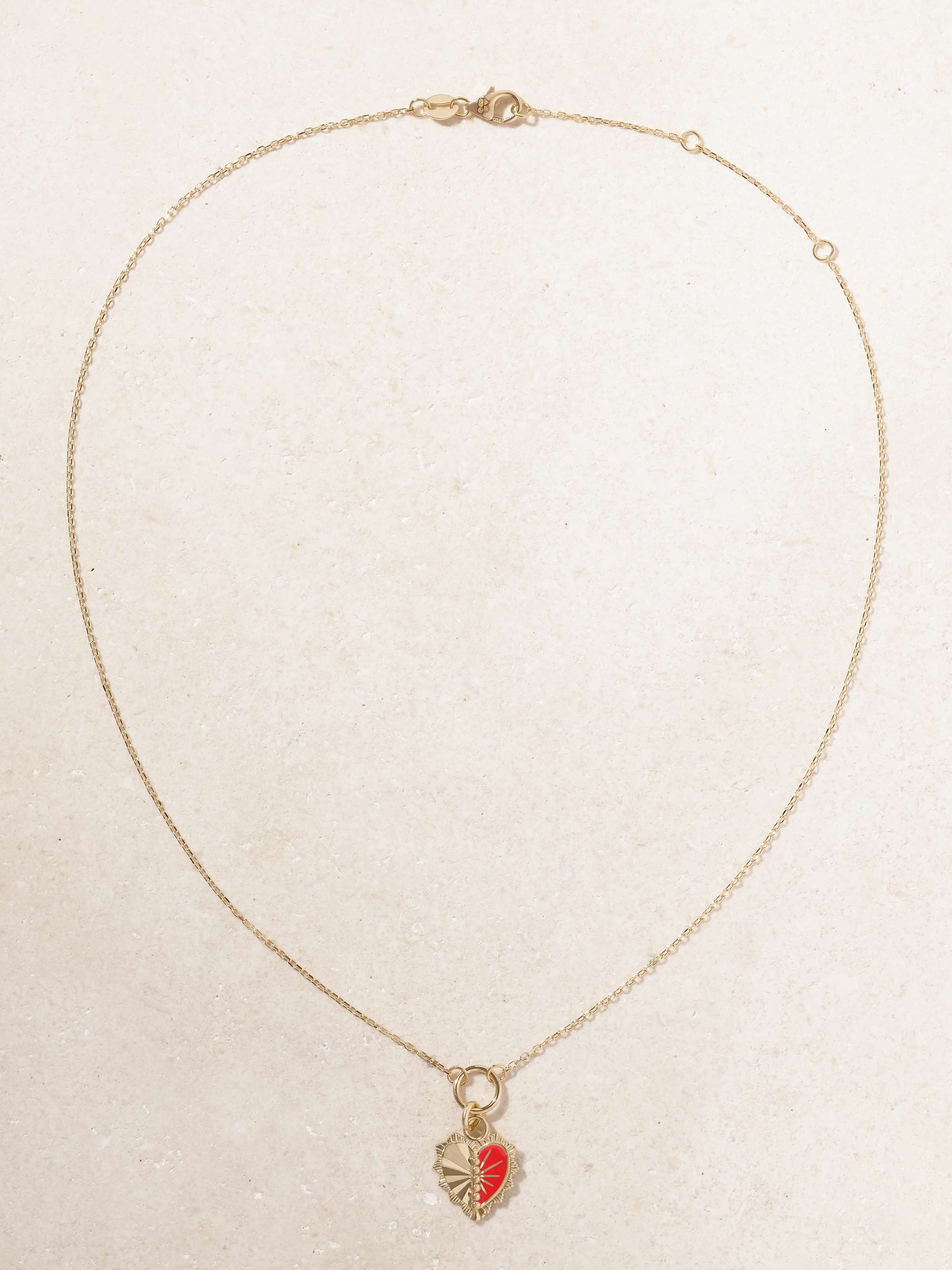 FOUNDRAE Mini Heart Love Token 18K 黄金搪瓷项链