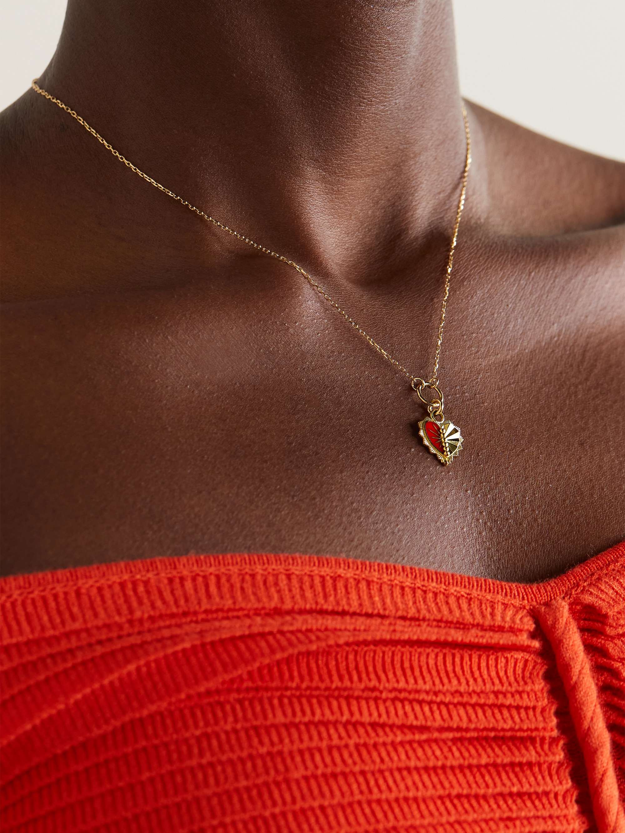FOUNDRAE Mini Heart Love Token 18K 黄金搪瓷项链
