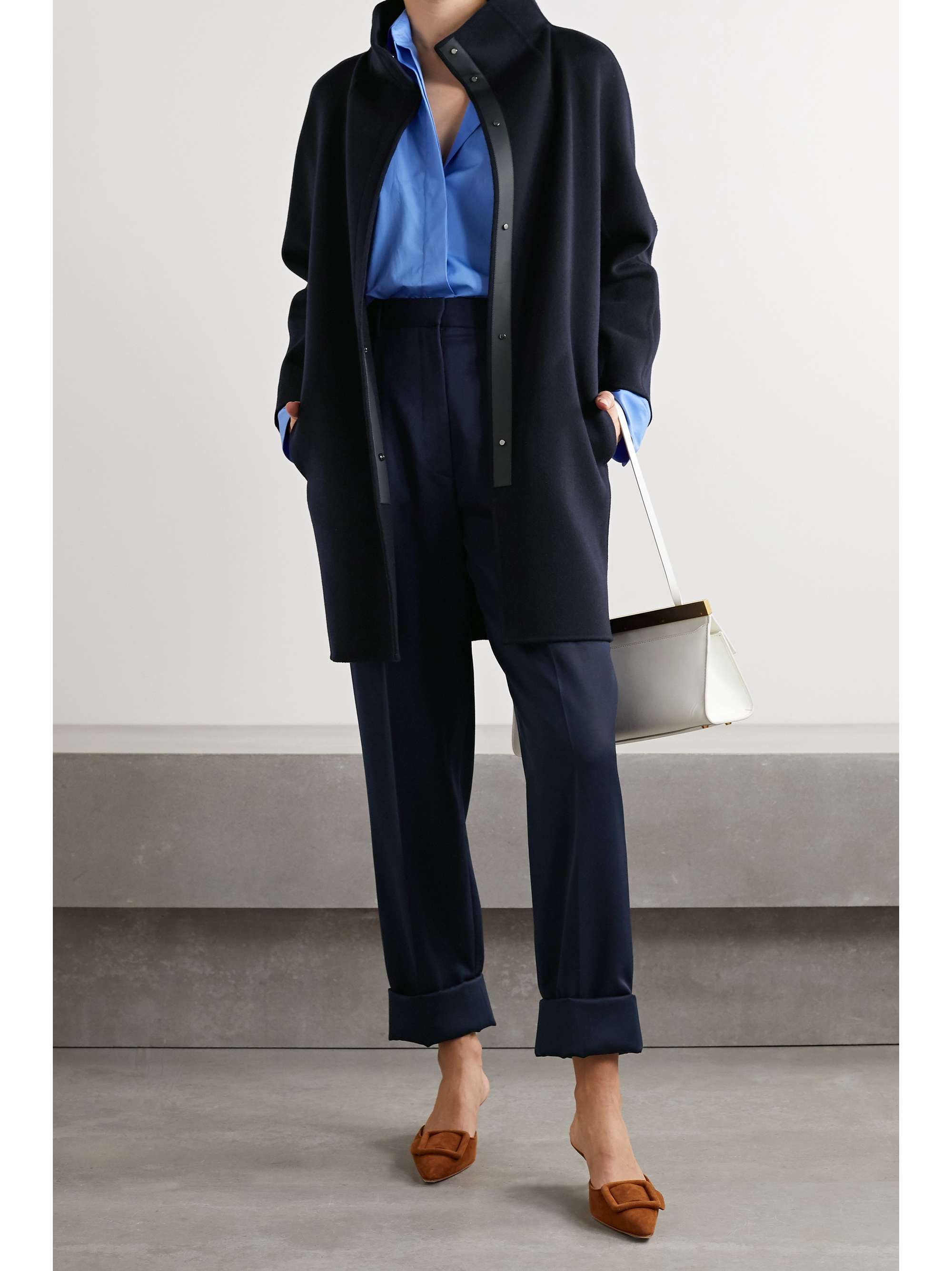 LORO PIANA Roaden leather-trimmed cashmere coat