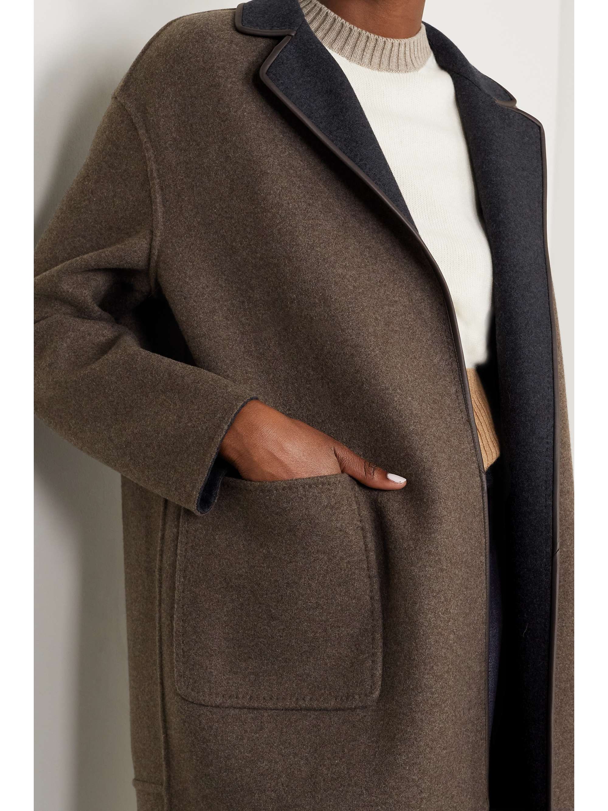 LORO PIANA Jimi reversible belted leather-trimmed cashmere-blend jacket