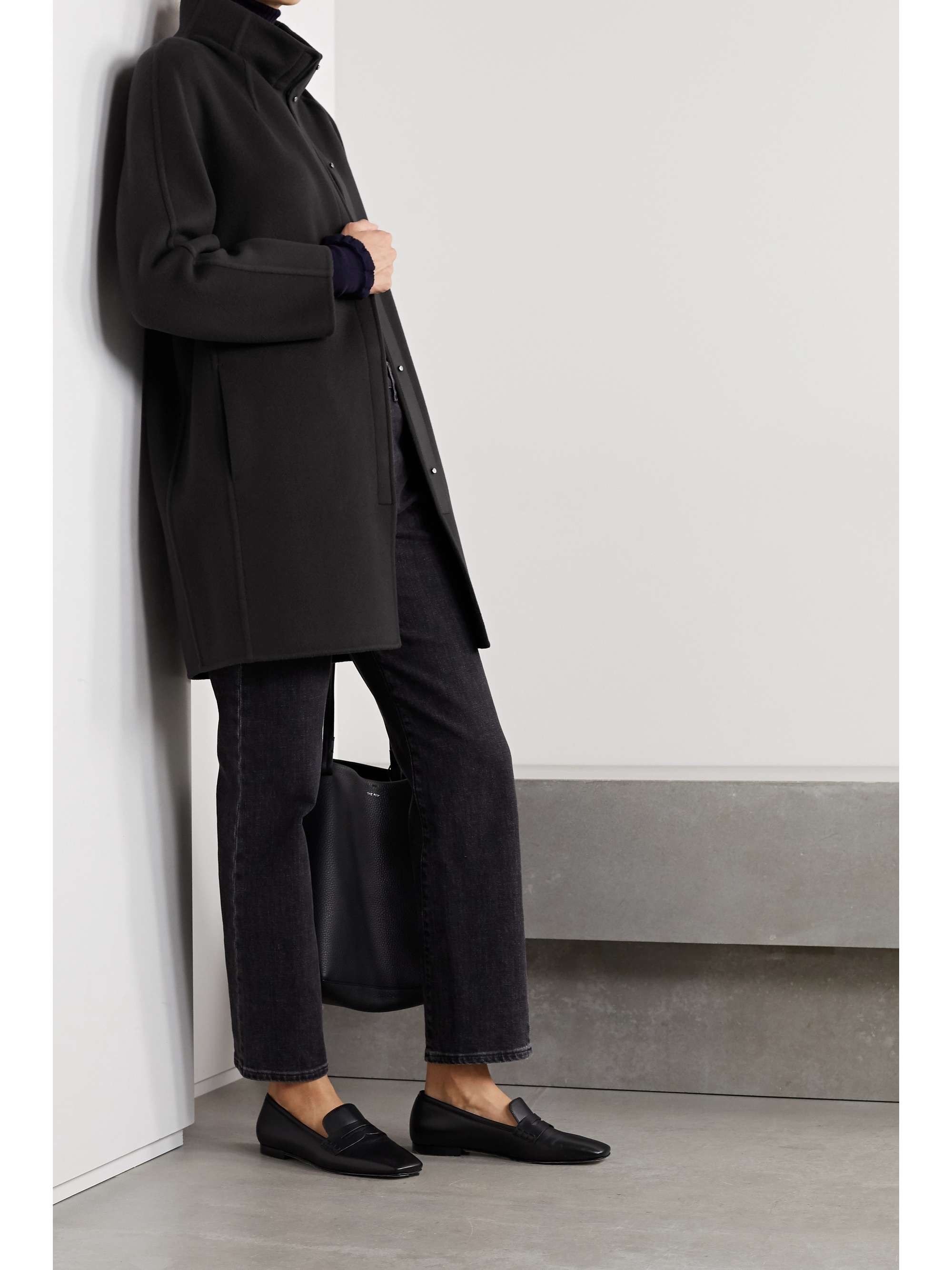 LORO PIANA Roaden leather-trimmed cashmere coat