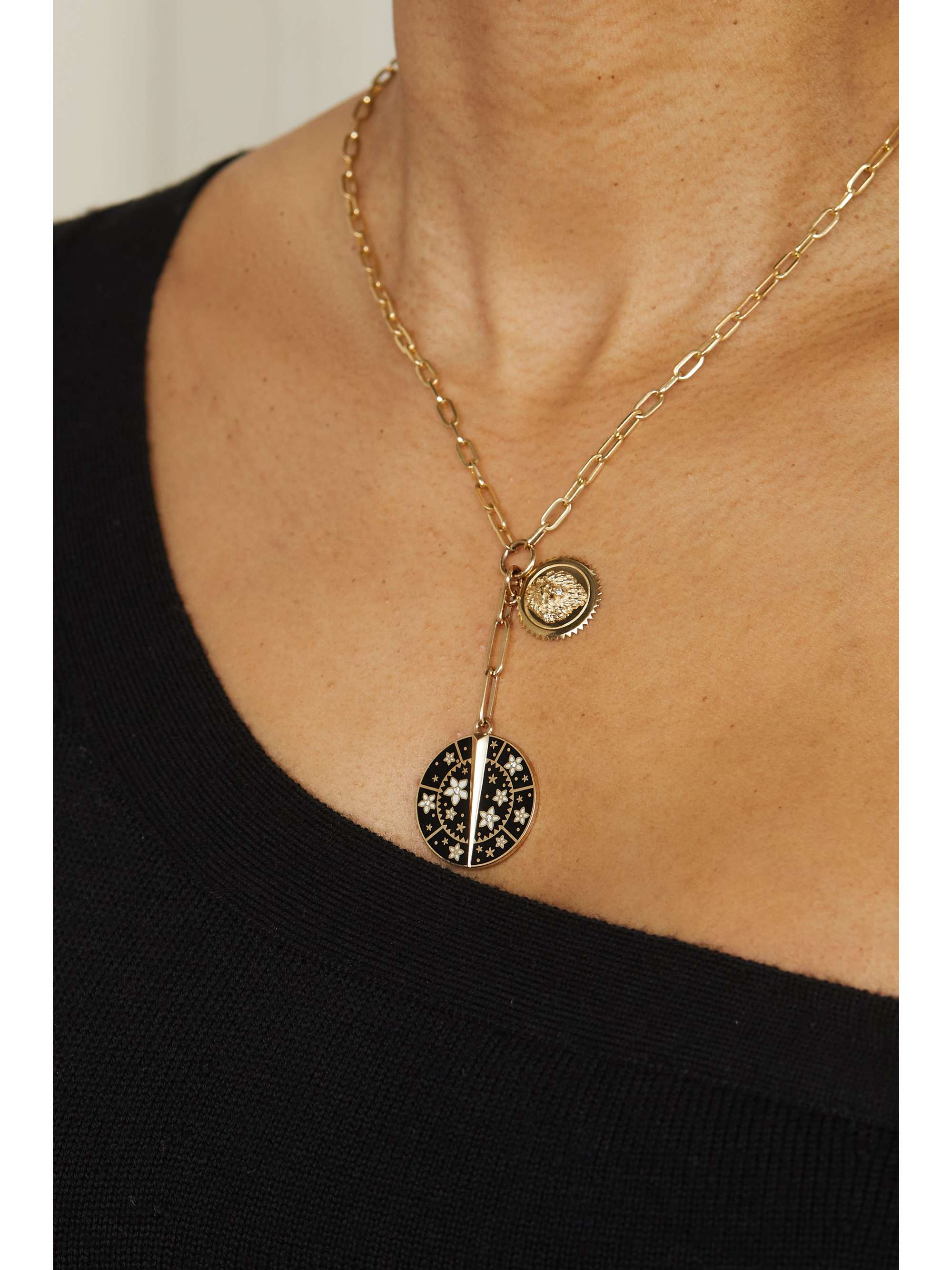 FOUNDRAE Resilience and Strength 18-karat gold, enamel and diamond necklace