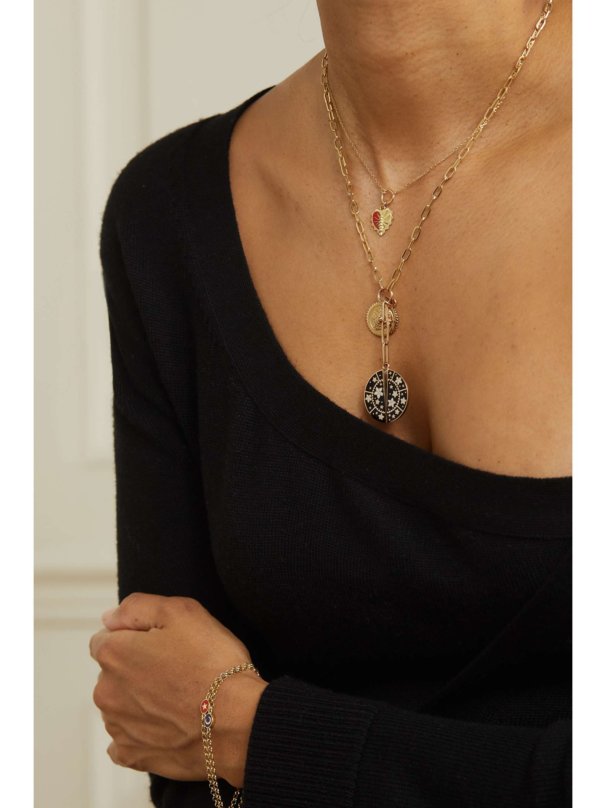 FOUNDRAE Resilience and Strength 18-karat gold, enamel and diamond necklace