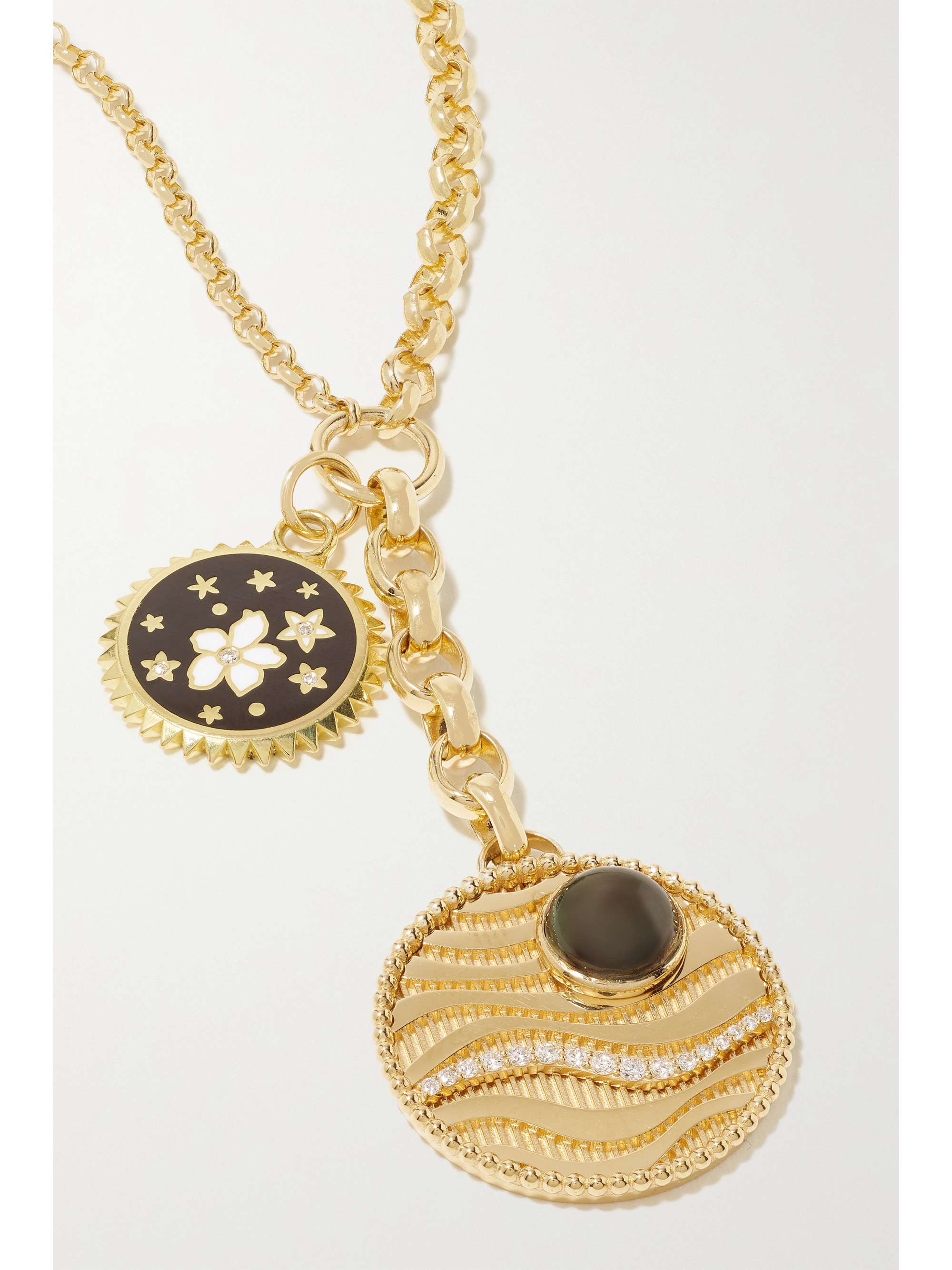FOUNDRAE Sana Resilience 18-karat gold, enamel, pearl and diamond necklace
