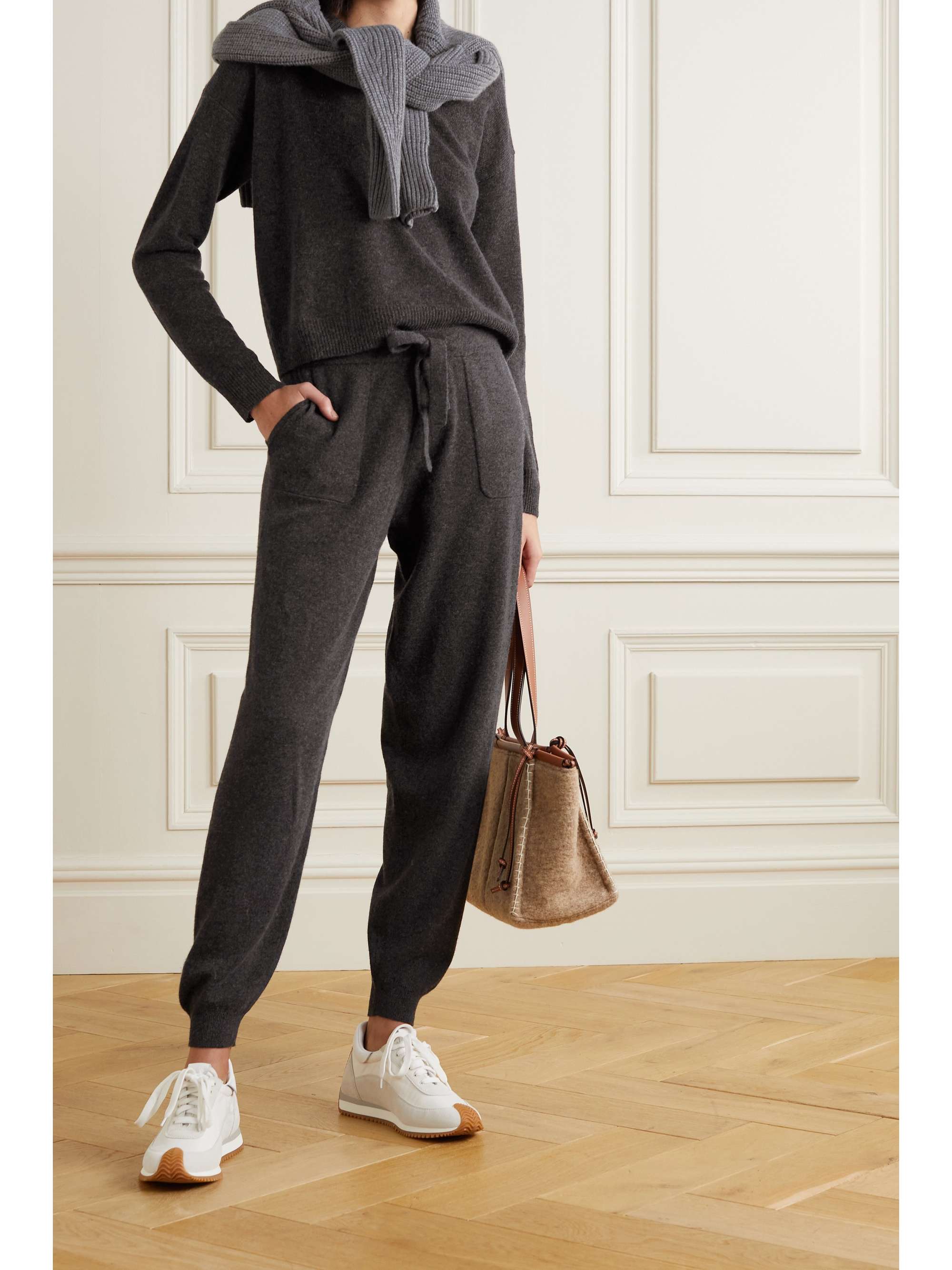 jogger pants and sweater