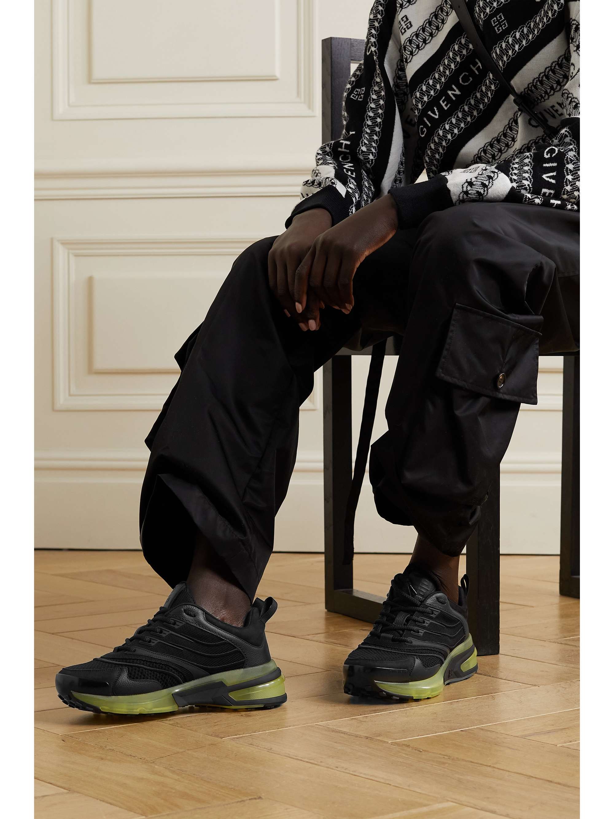 GIVENCHY GIV 1 leather and suede-trimmed mesh sneakers