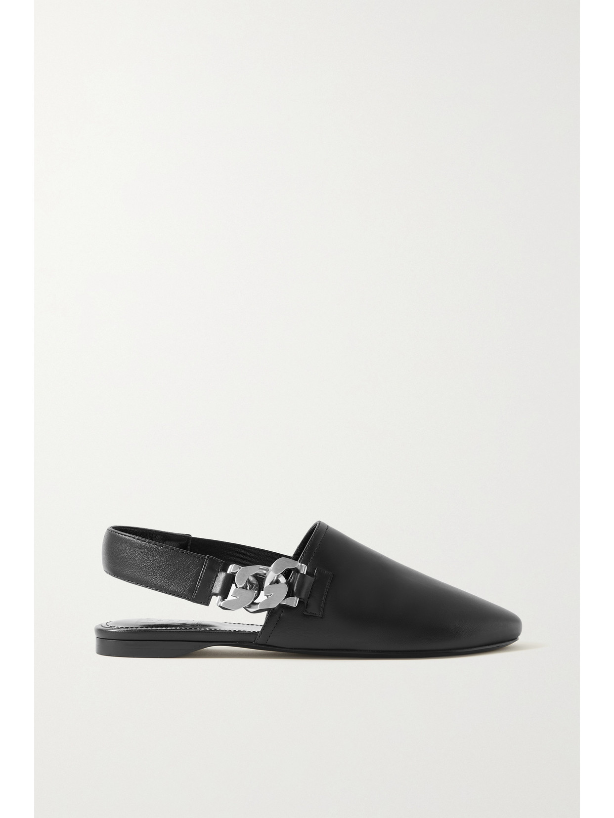 GIVENCHY CHAIN-EMBELLISHED LEATHER SLINGBACK FLATS