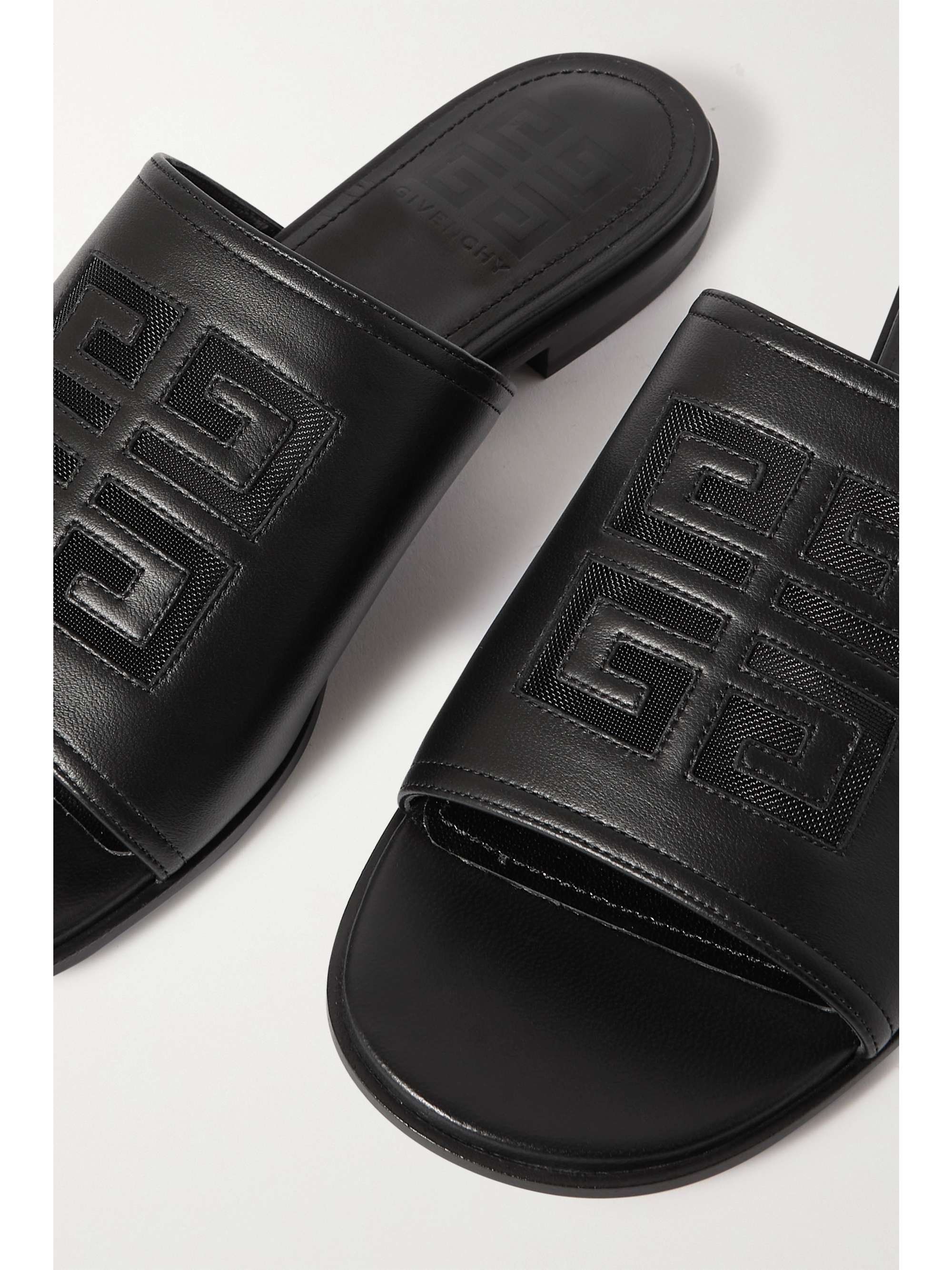 GIVENCHY Logo-embossed leather sandals | NET-A-PORTER