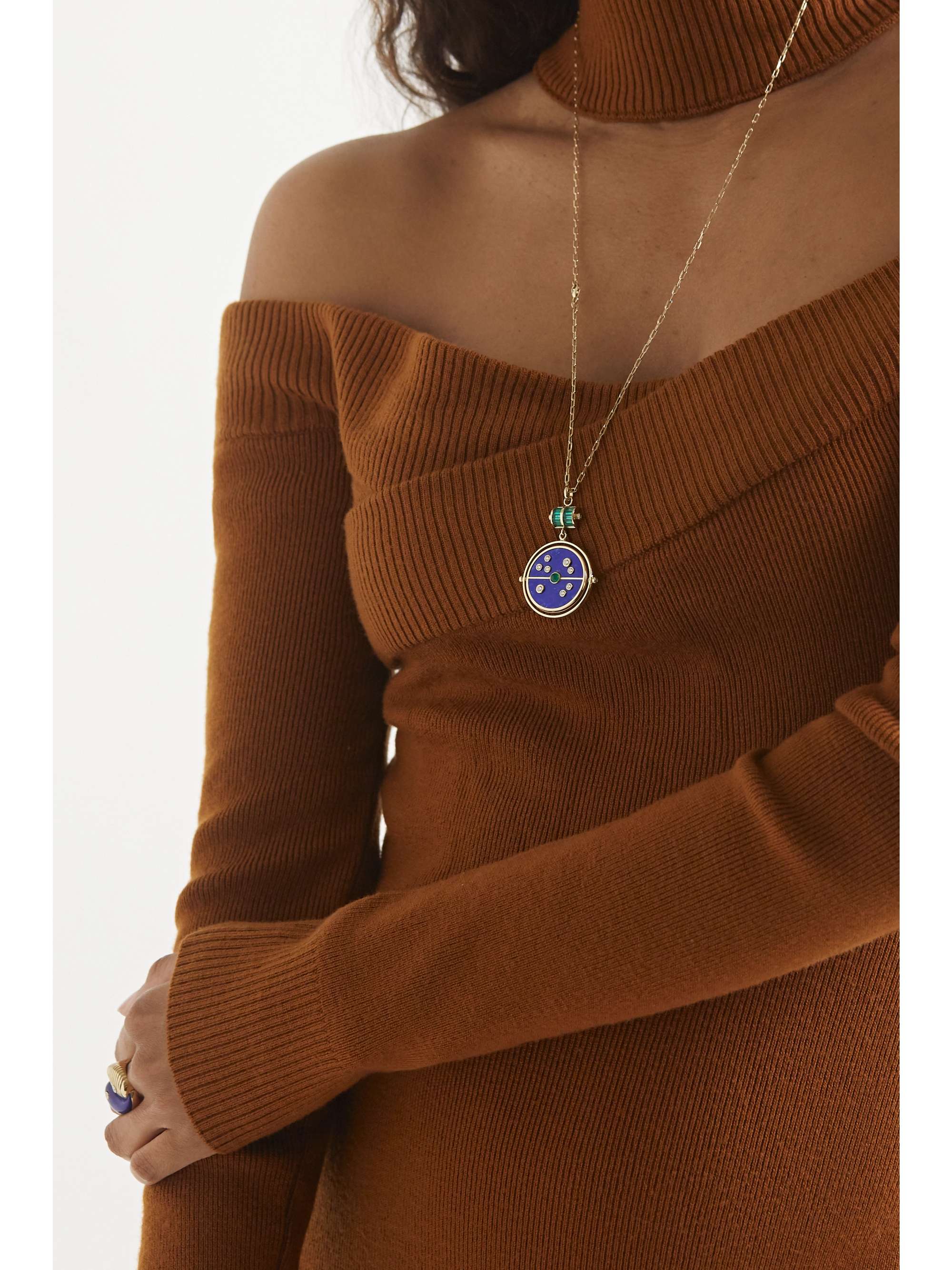 RETROUVAÍ Grandfather Compass 14-karat gold multi-stone necklace