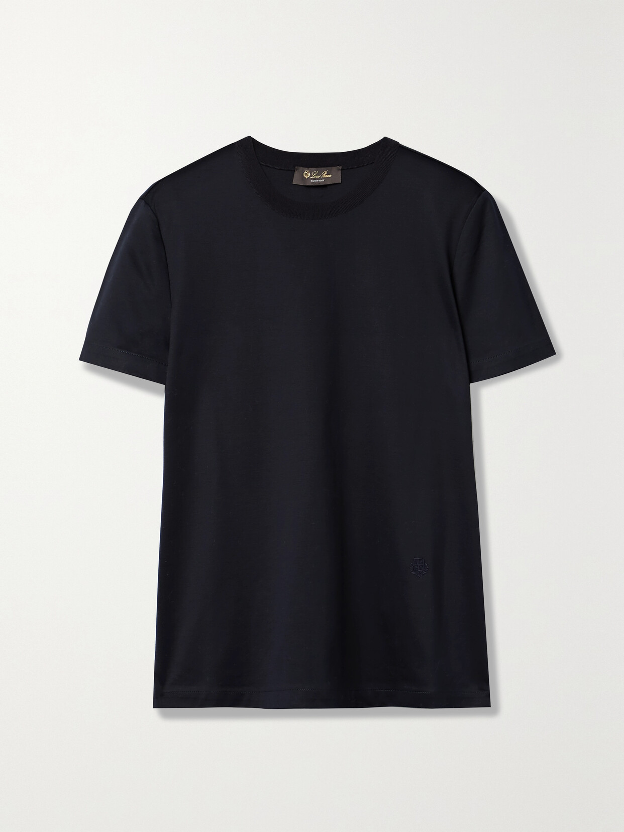 Loro Piana Crewneck Cotton Jersey T-shirt In Navy