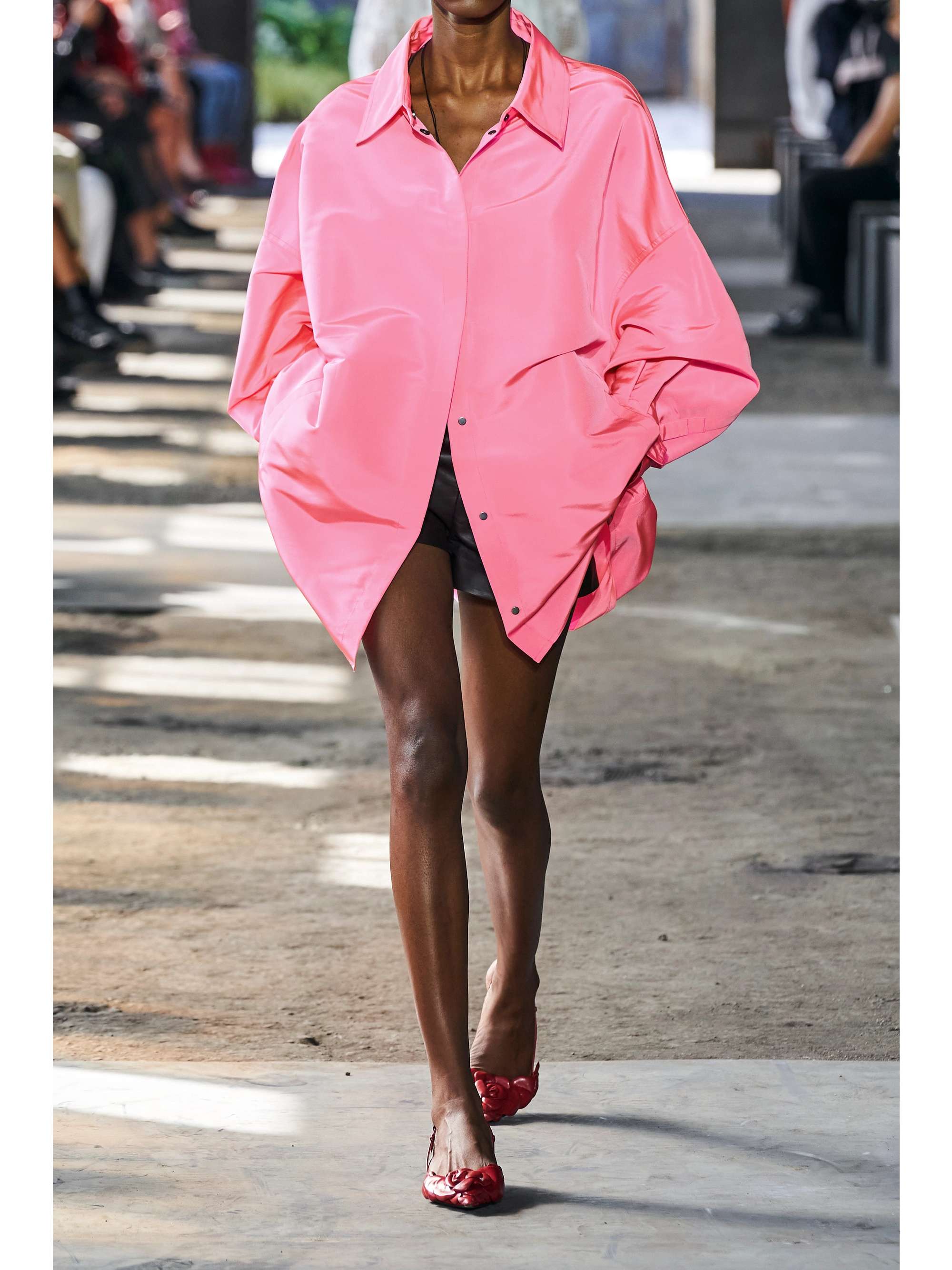 VALENTINO GARAVANI Oversized neon silk shirt