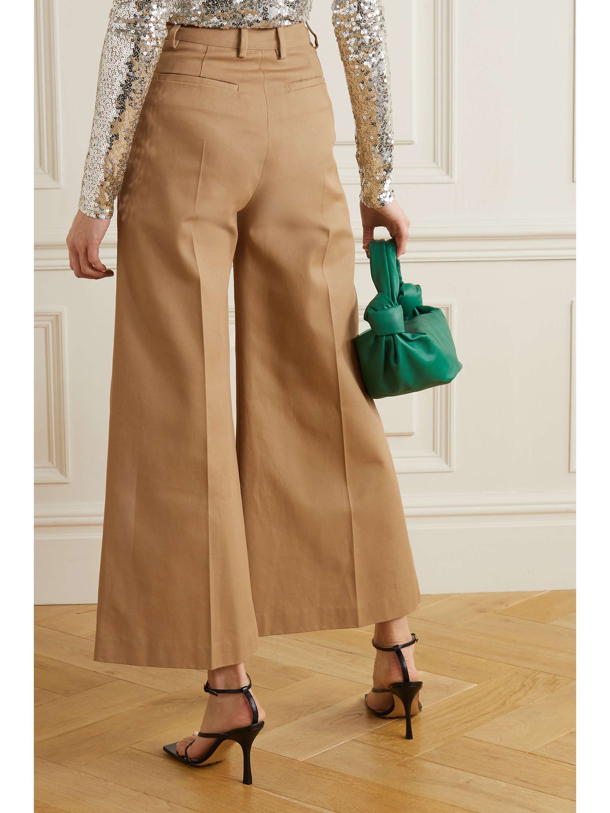 VALENTINO GARAVANI Pleated cotton-gabardine wide-leg pants