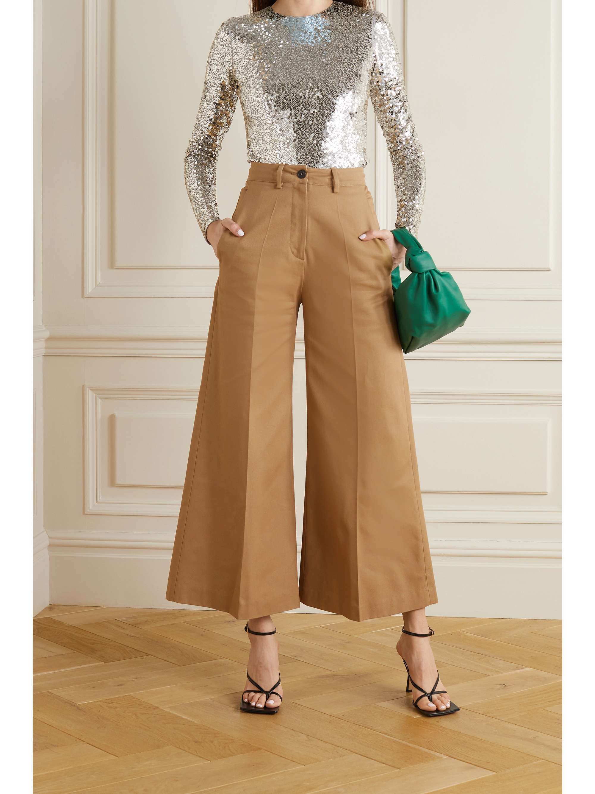 VALENTINO GARAVANI Pleated cotton-gabardine wide-leg pants
