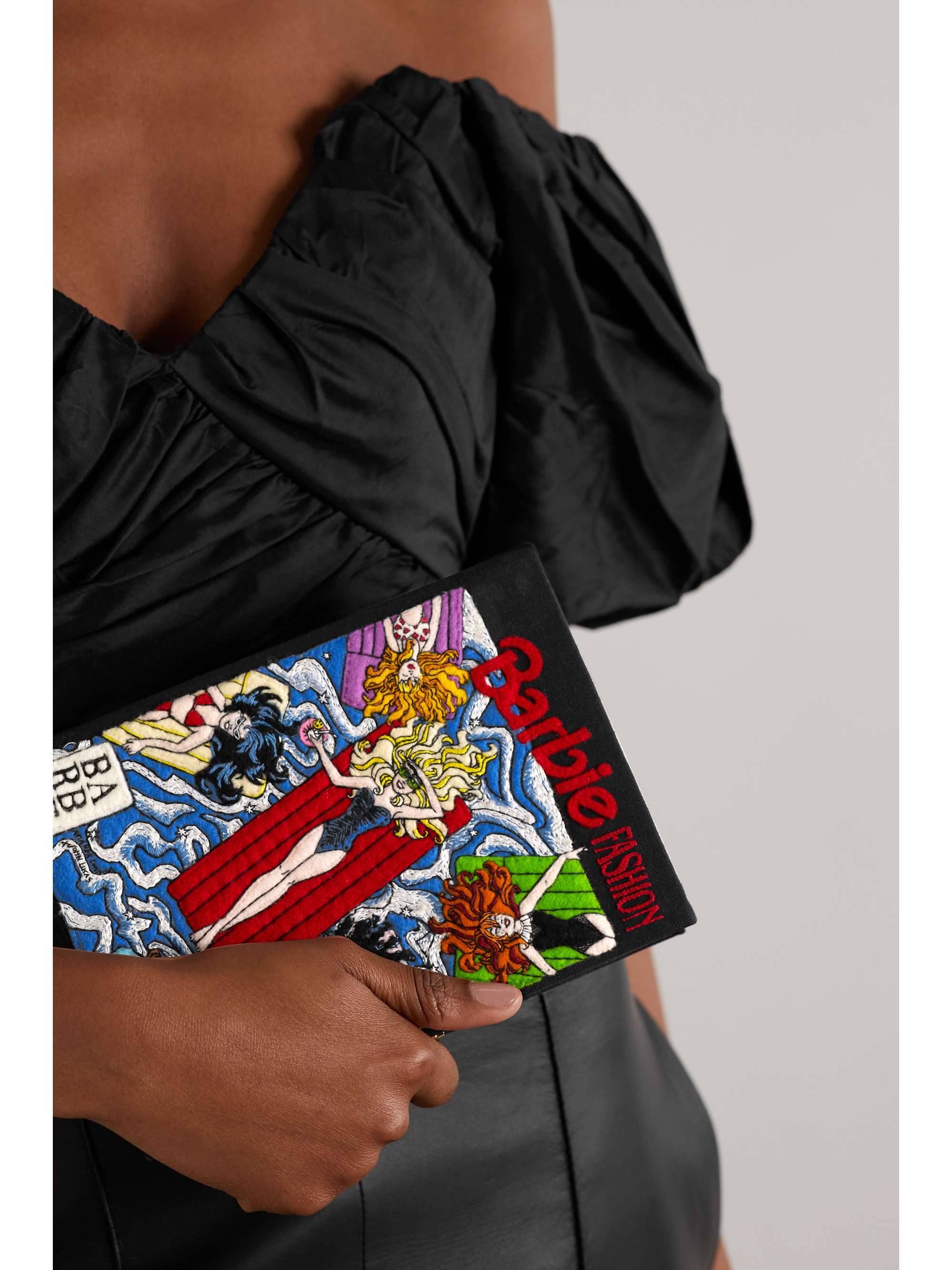 OLYMPIA LE-TAN + Ana Hard embroidered appliquéd canvas clutch
