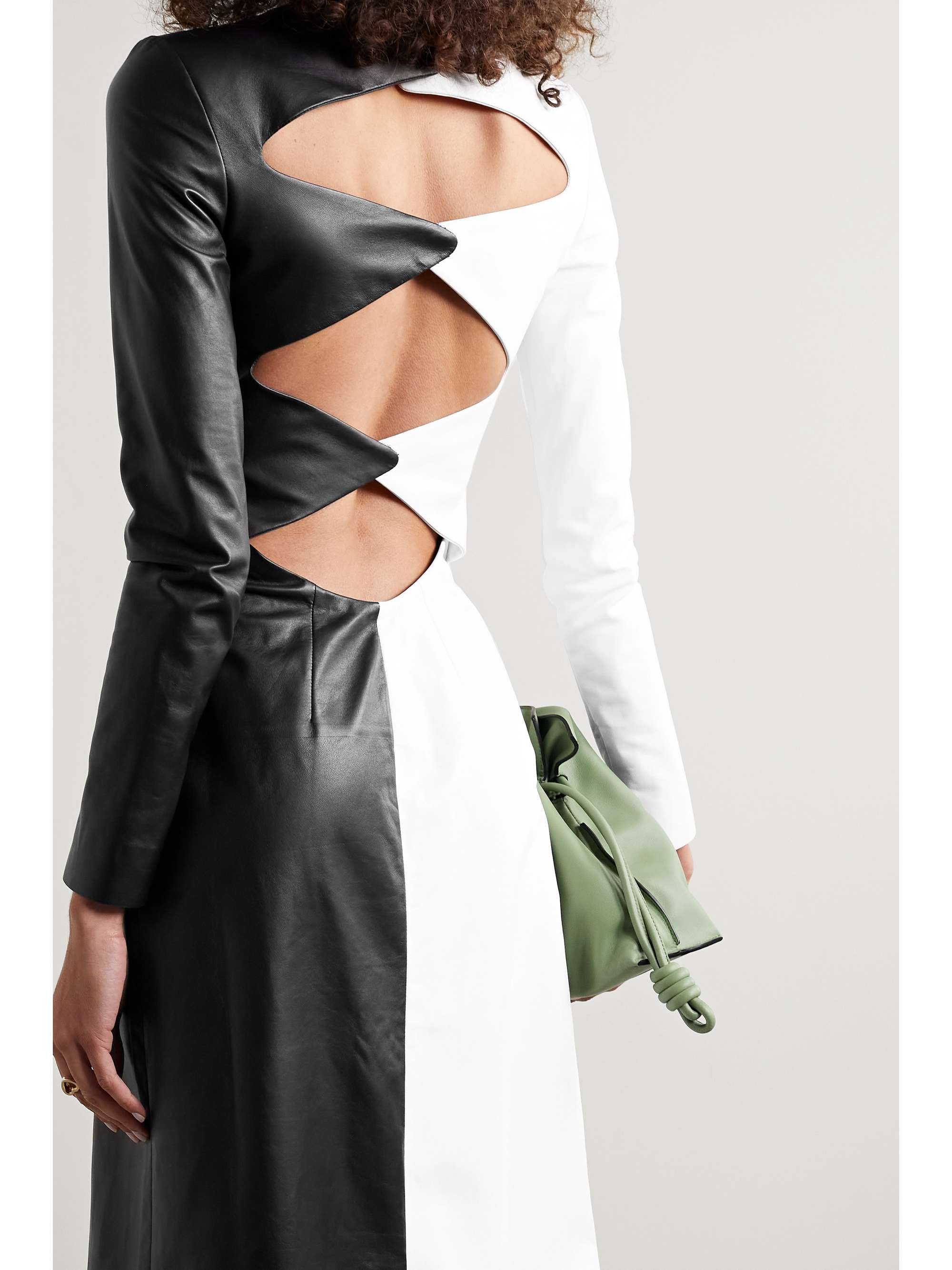 GABRIELA HEARST + NET SUSTAIN Currie cutout two-tone leather maxi dress