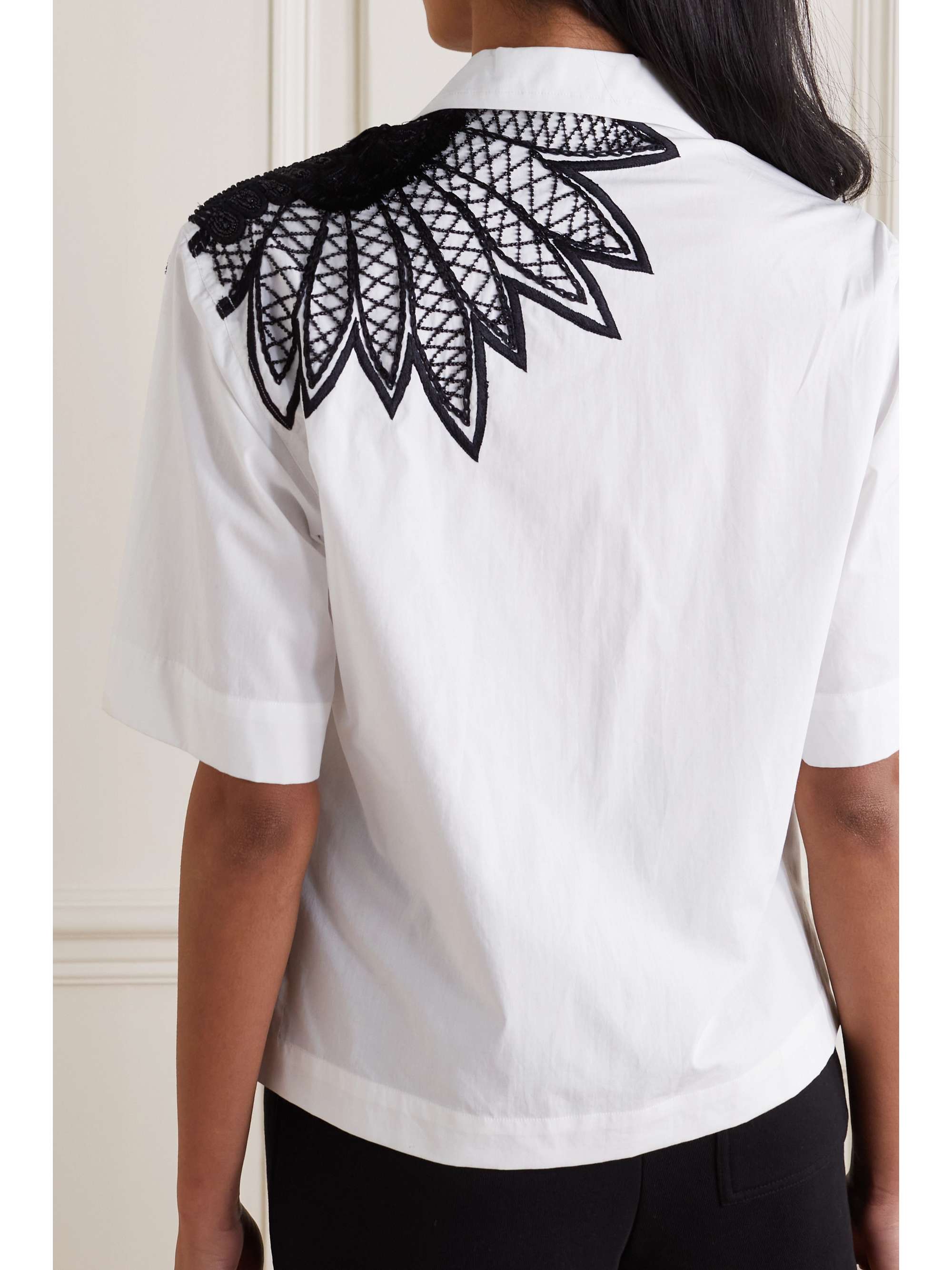 DRIES VAN NOTEN Tasseled beaded embroidered cotton-poplin shirt
