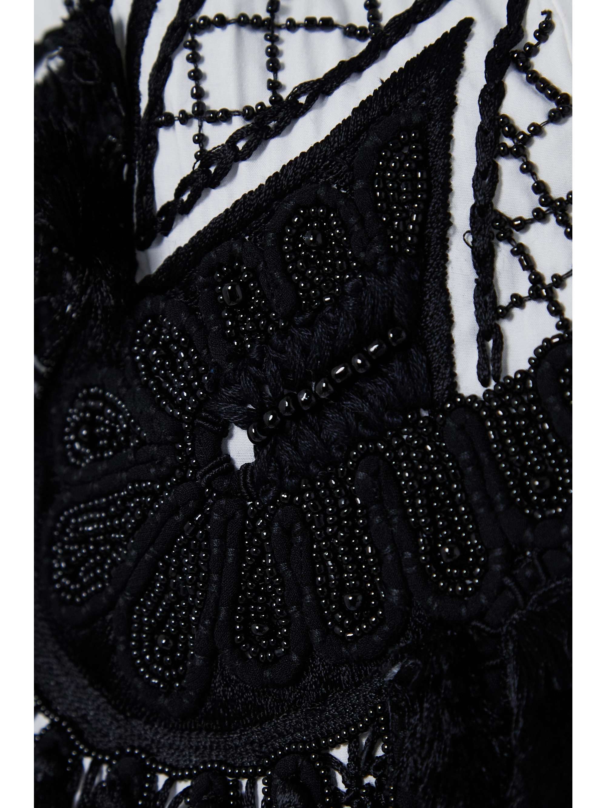 DRIES VAN NOTEN Tasseled beaded embroidered cotton-poplin shirt