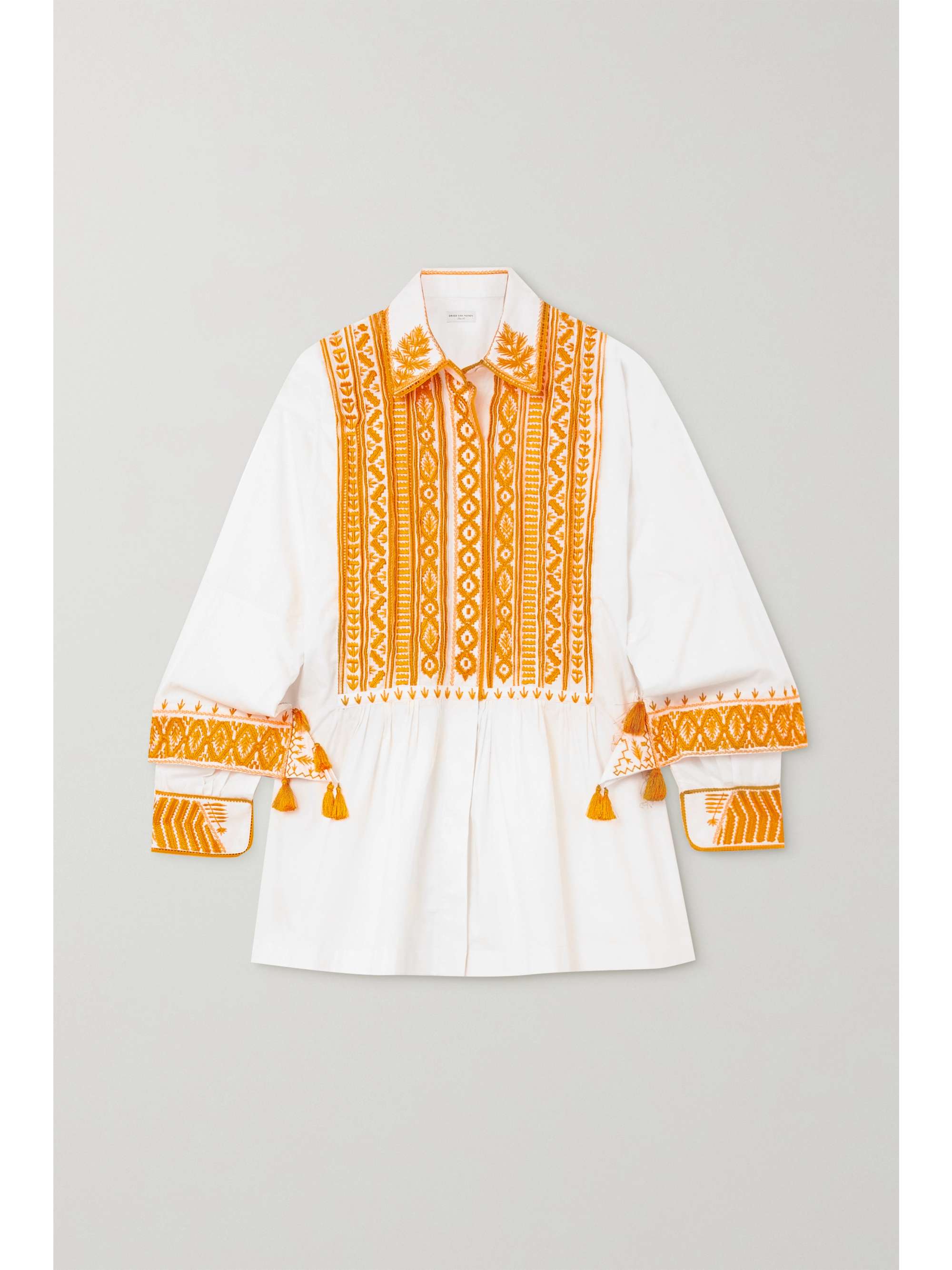 White Tasseled embroidered cotton 