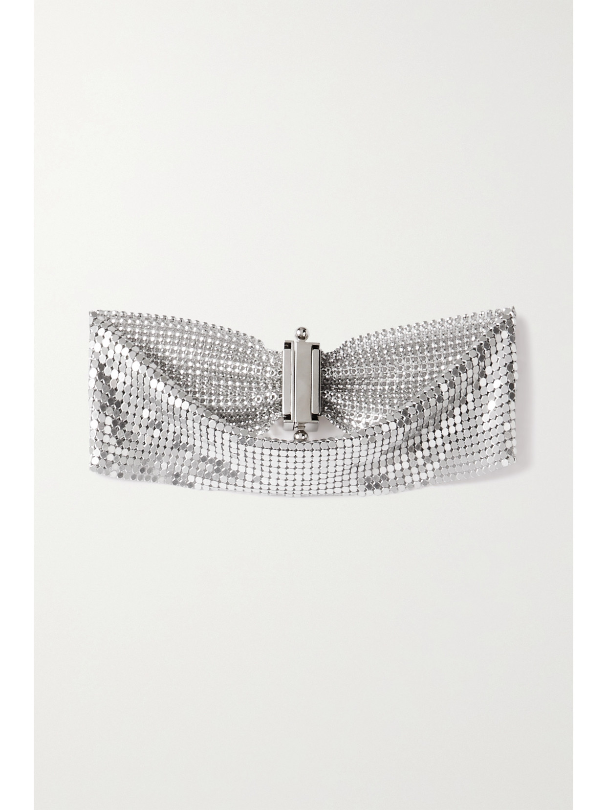 RABANNE PIXEL SILVER-TONE CHAINMAIL CHOKER