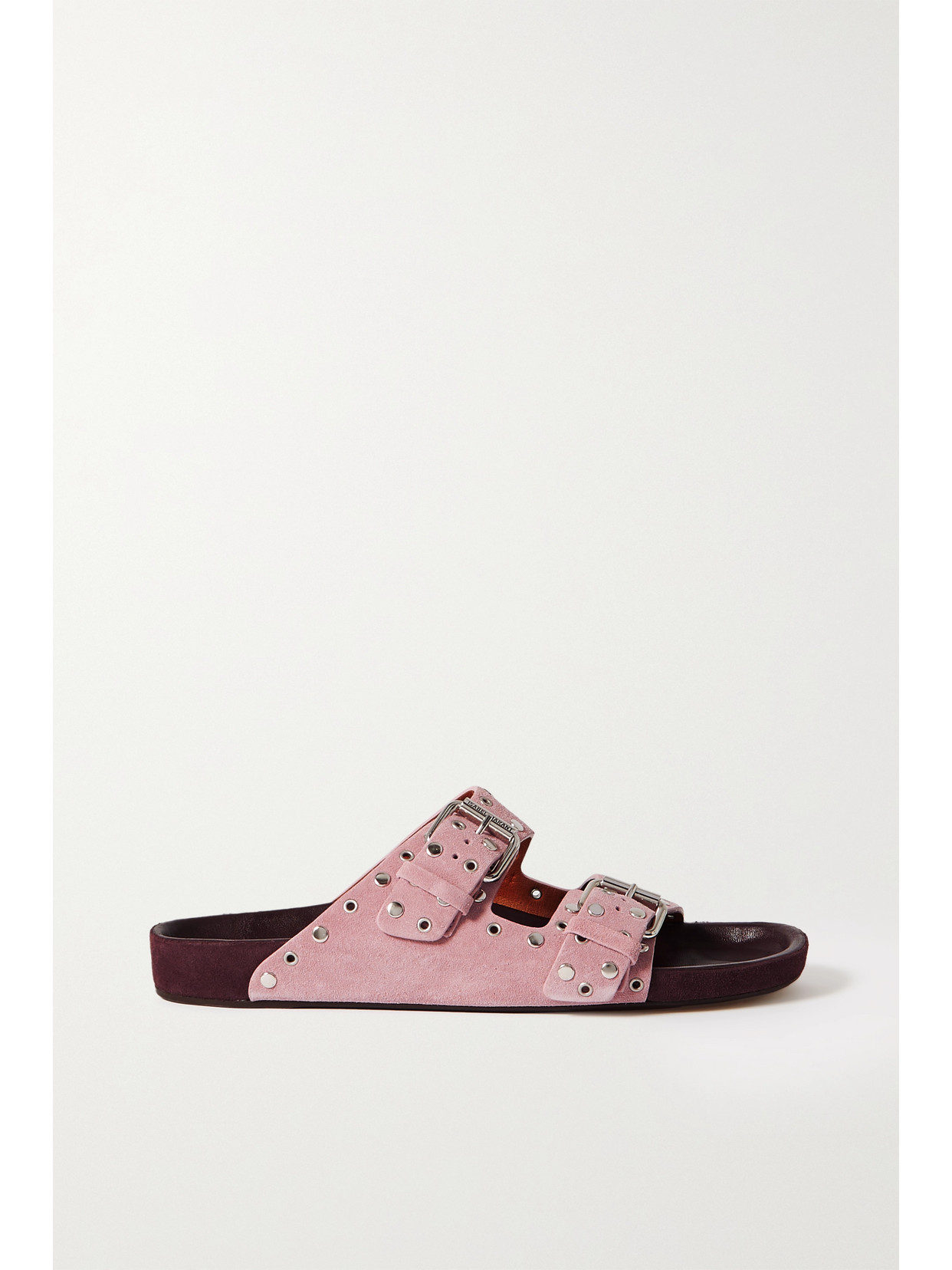 Shop Isabel Marant Lennyo Studded Suede Slides In Pink