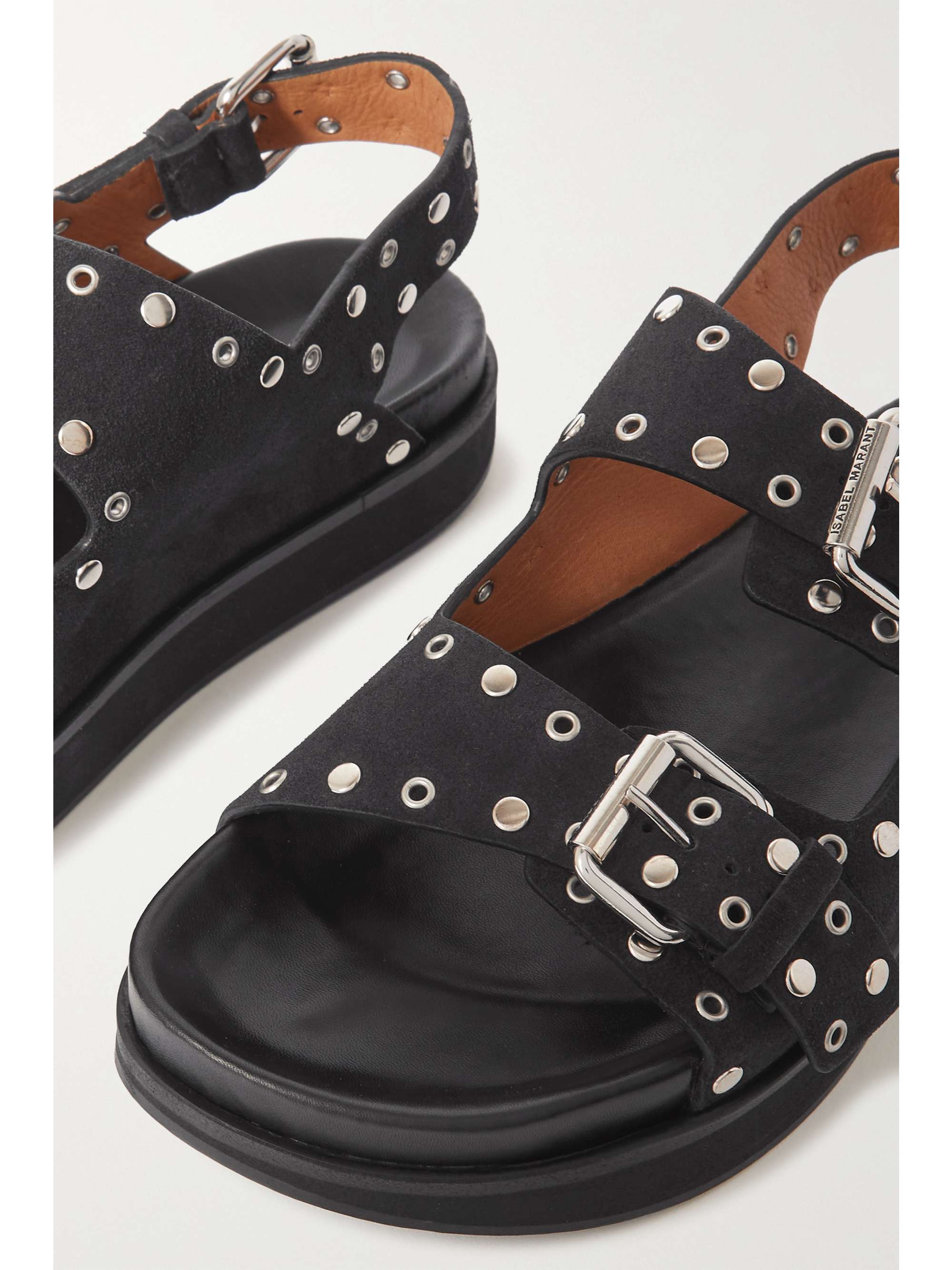 Black Ophie embellished suede sandals | ISABEL MARANT | NET-A-PORTER