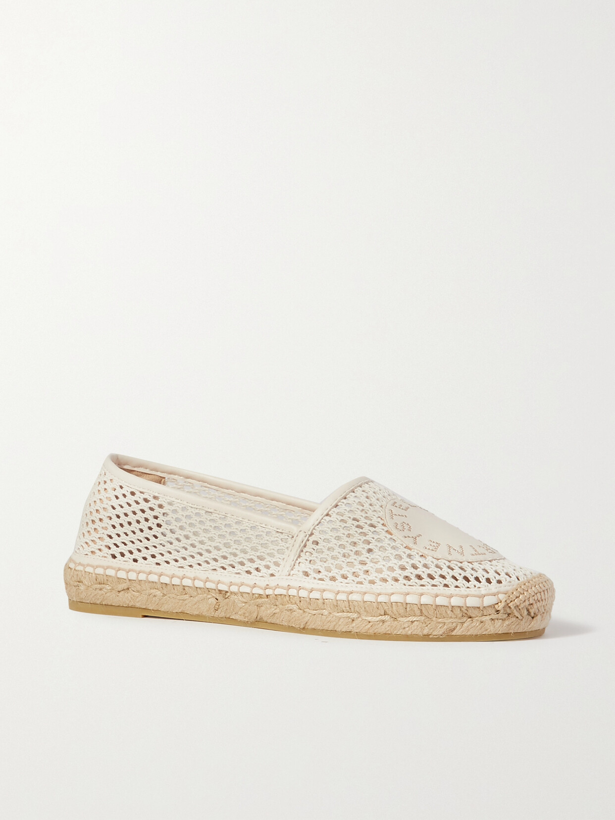 Stella McCartney Selene Logo-appliquéd Vegetarian Leather-trimmed Mesh Espadrilles