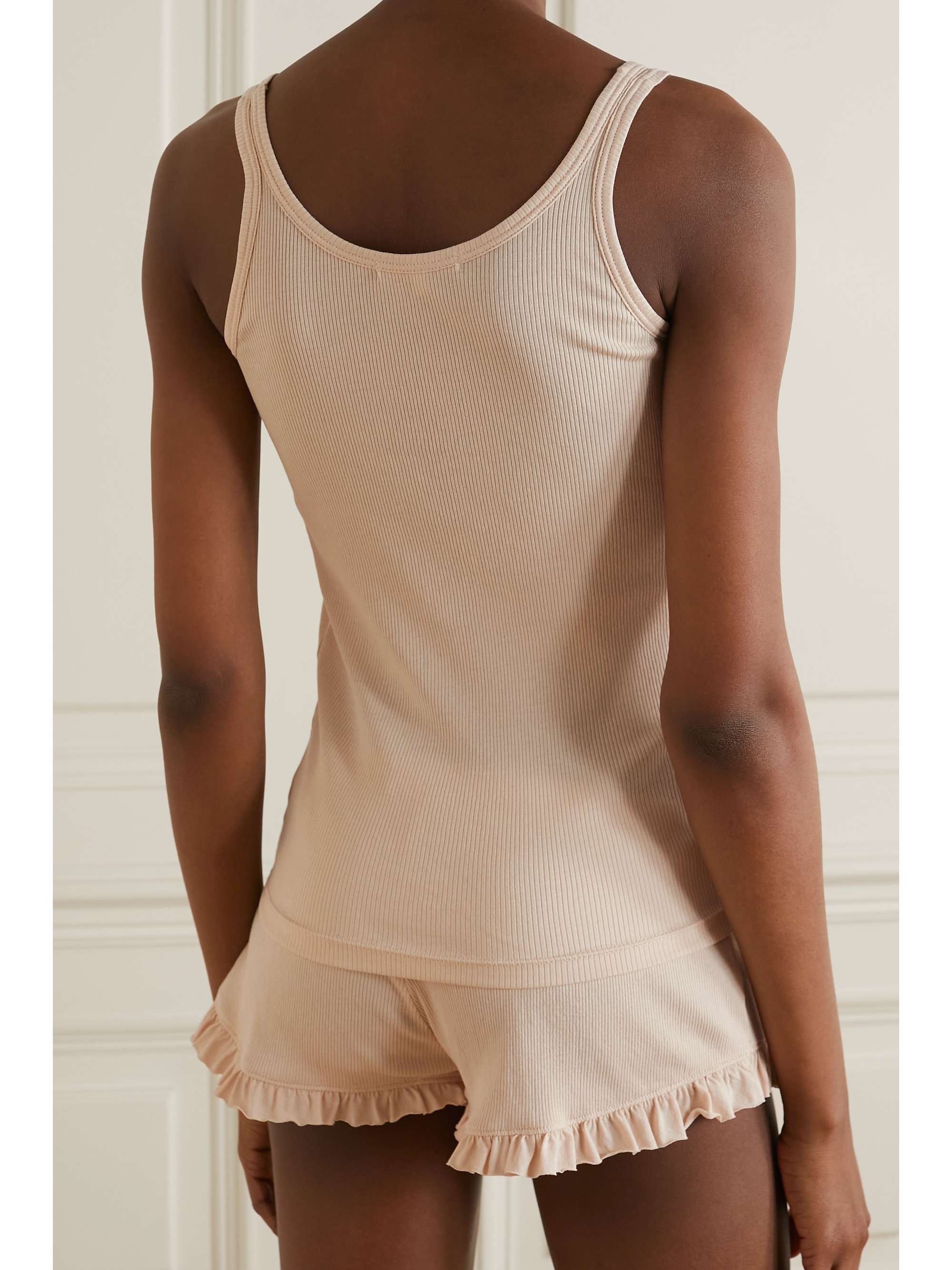 SKIN Raisa Raffaela ribbed Pima cotton-jersey tank and shorts set