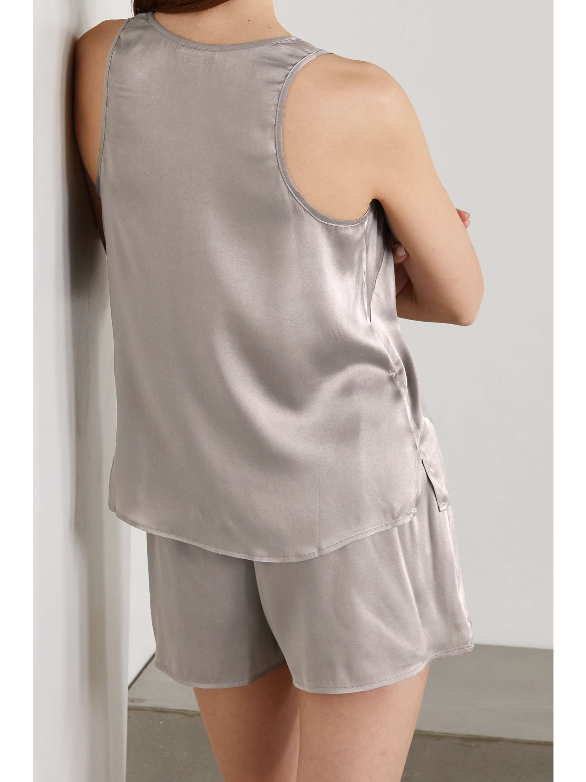 SKIN + NET SUSTAIN Topaz stretch-organic silk satin tank