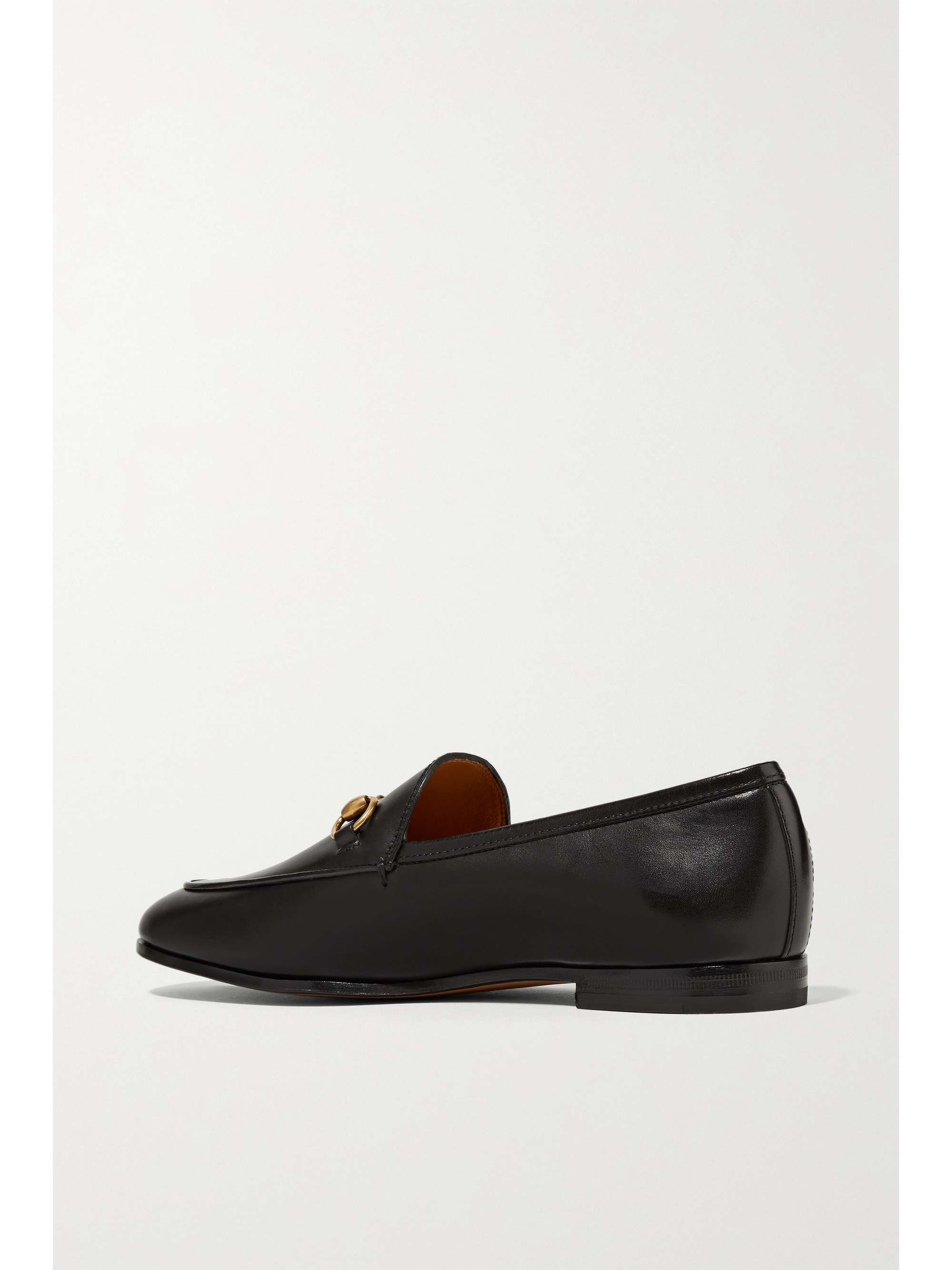 GUCCI Jordaan horsebit-detailed leather-trimmed canvas-jacquard loafers