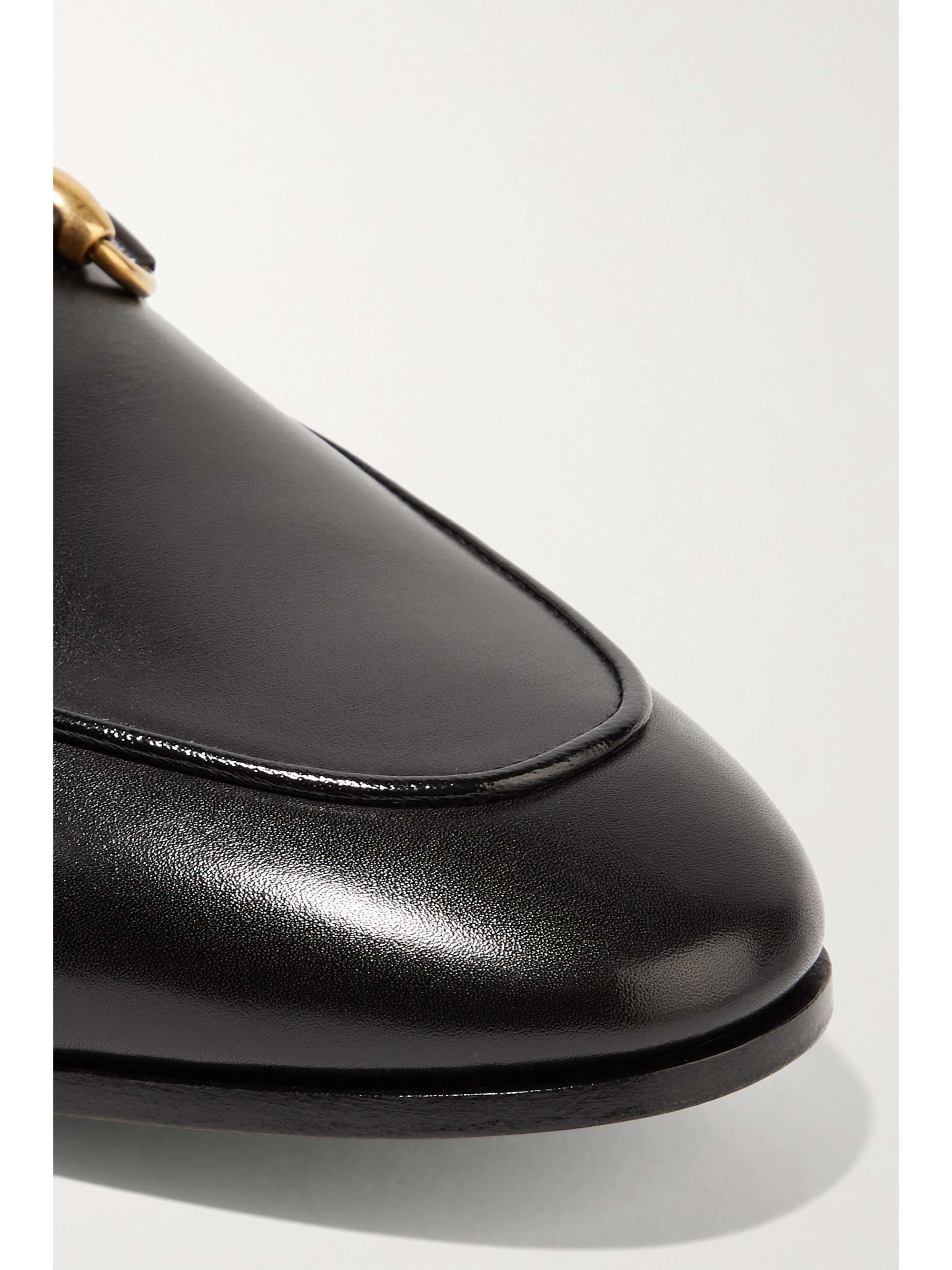 GUCCI Jordaan horsebit-detailed leather-trimmed canvas-jacquard loafers