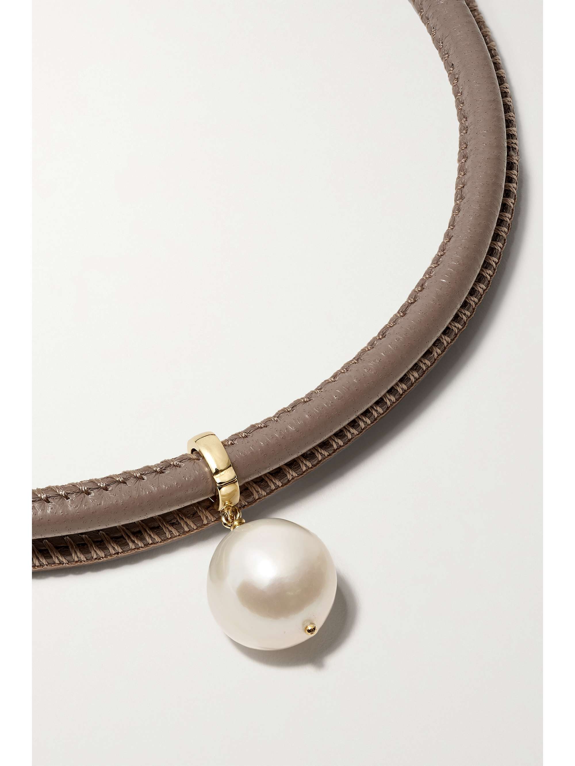 MIZUKI Convertible 14-karat gold, leather and pearl necklace
