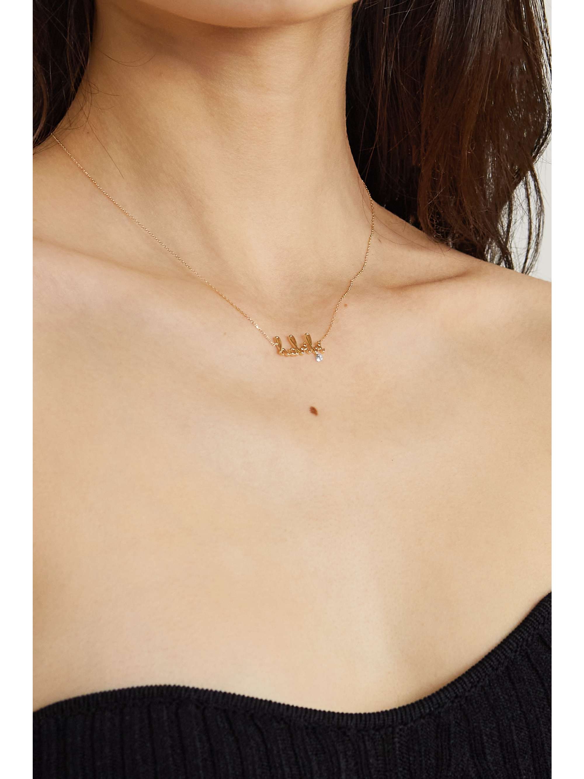 PERSÉE Around The Words 18-karat gold diamond necklace