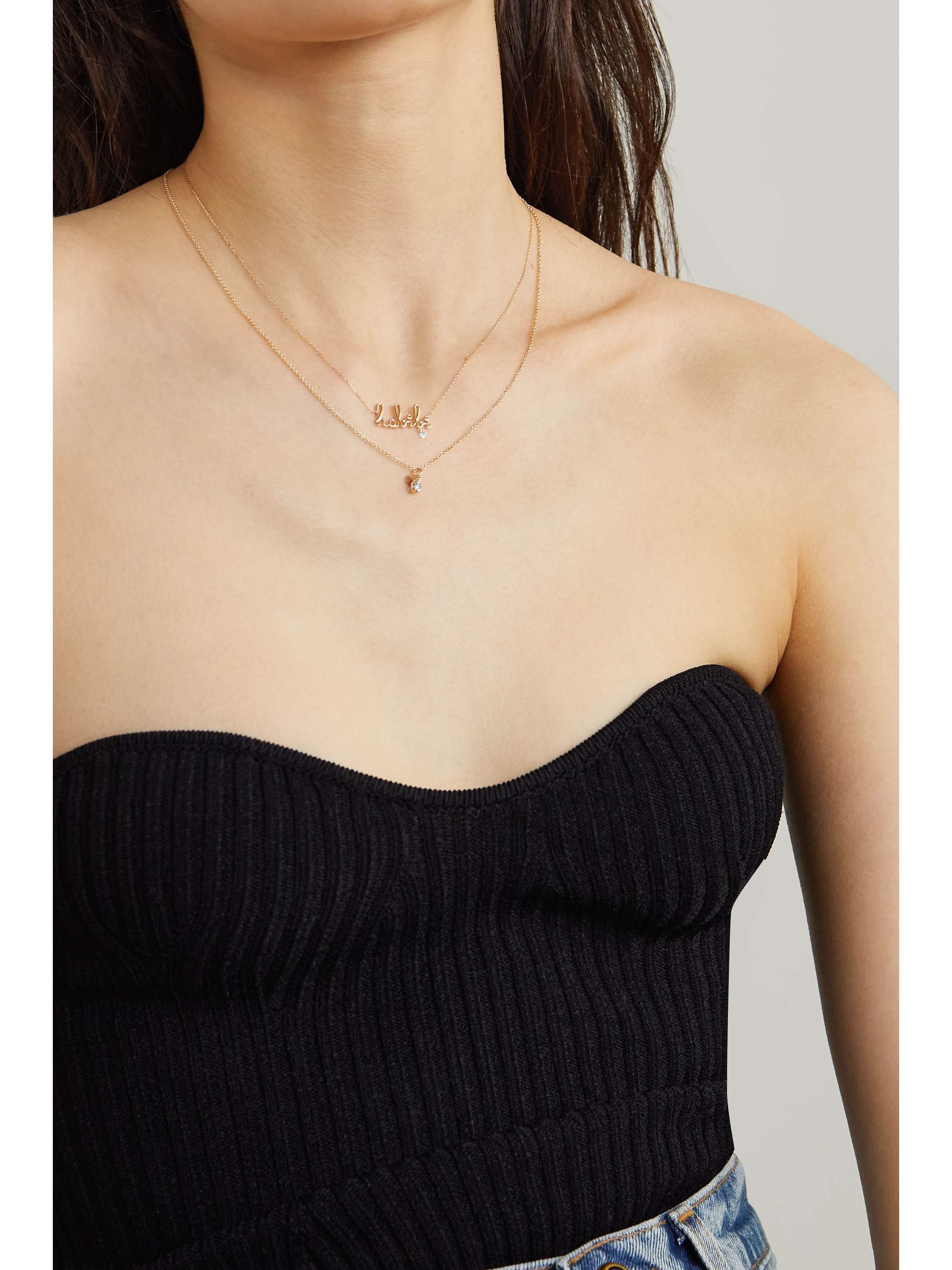 PERSÉE Around The Words 18-karat gold diamond necklace