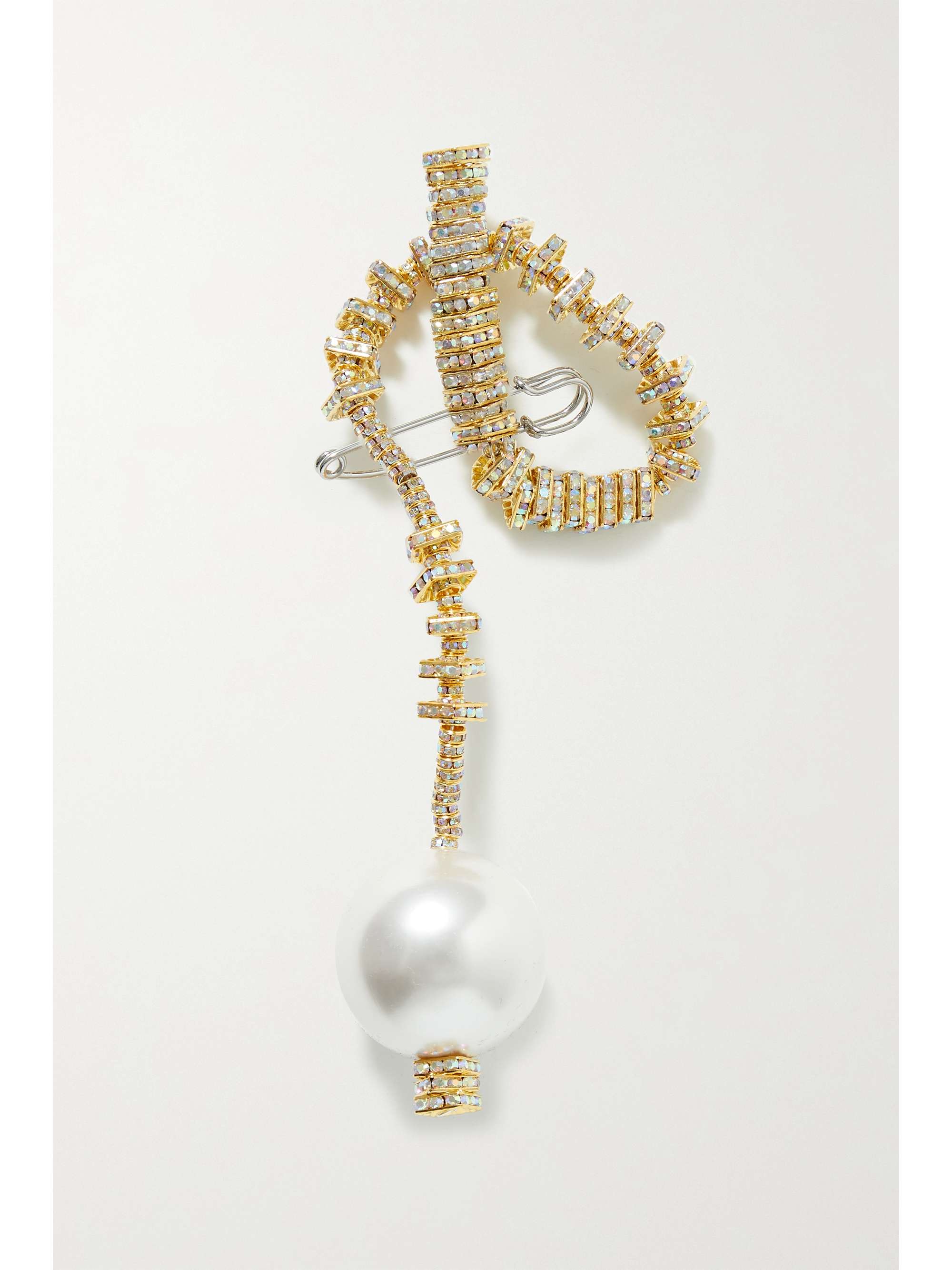 PEARL OCTOPUSS.Y Golden Snake gold-plated, crystal and faux pearl brooch