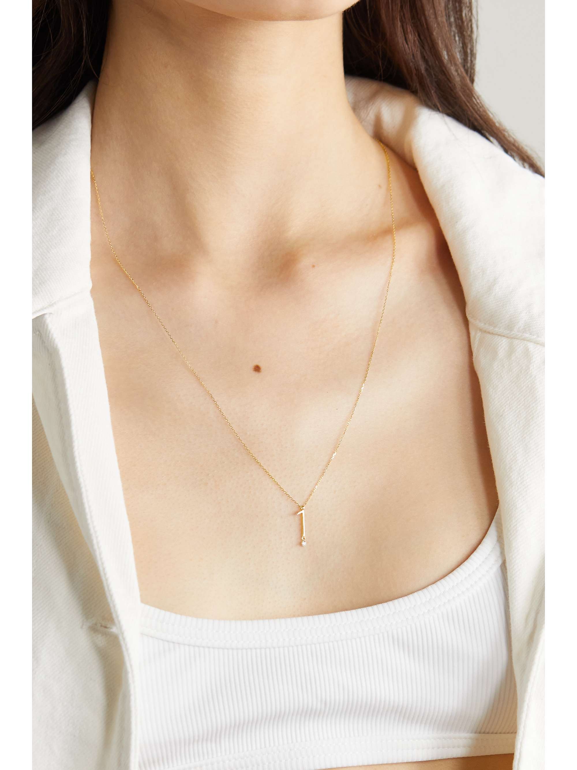 PERSÉE Chiffre 18-karat gold diamond necklace
