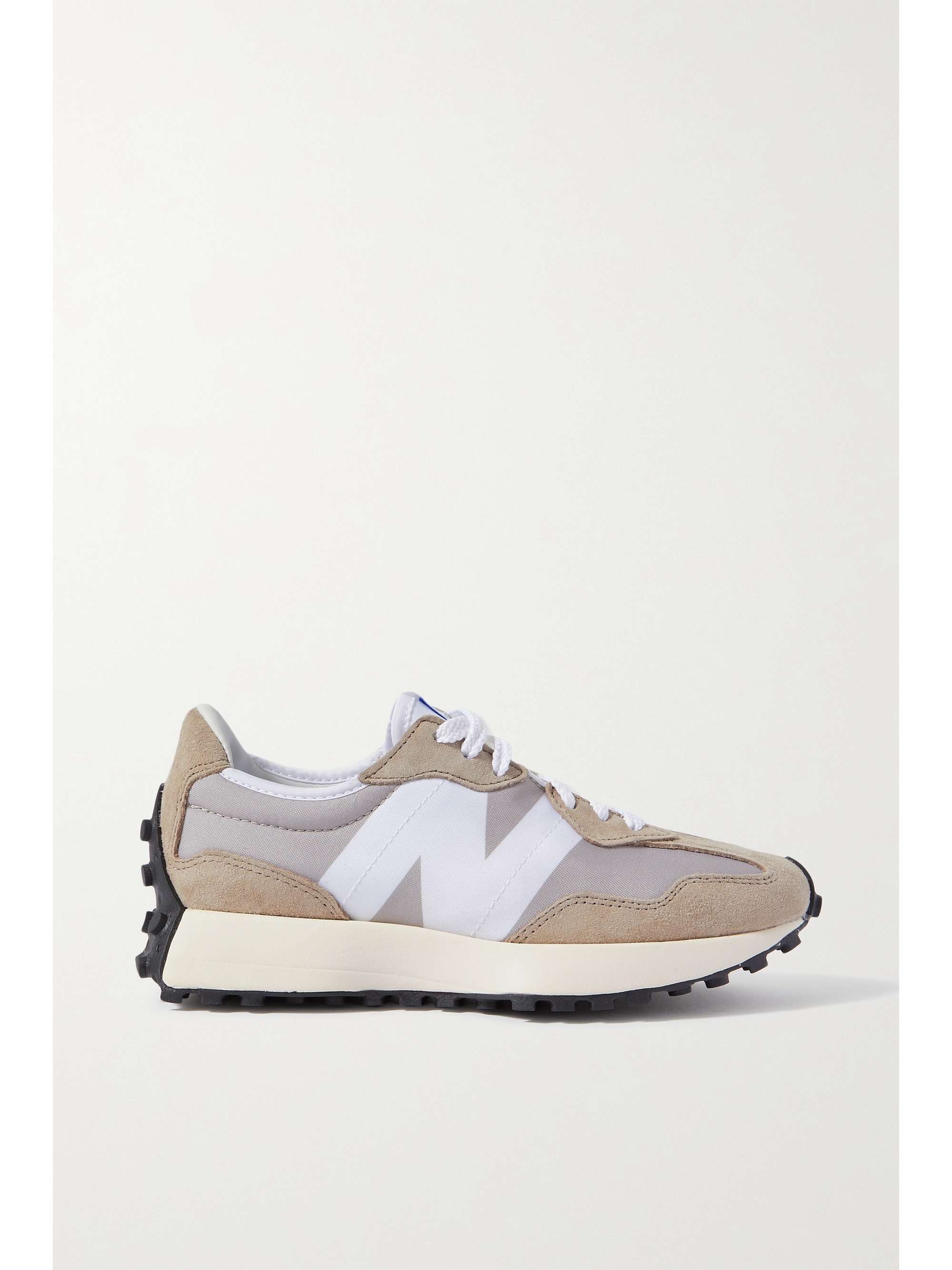 Gray 327 rubber-trimmed suede and mesh 