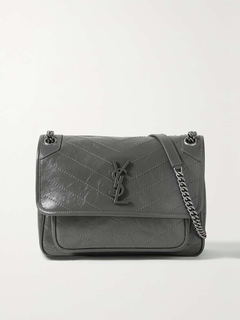Saint Laurent Niki Medium Crinkled Glossed-leather Shoulder Bag