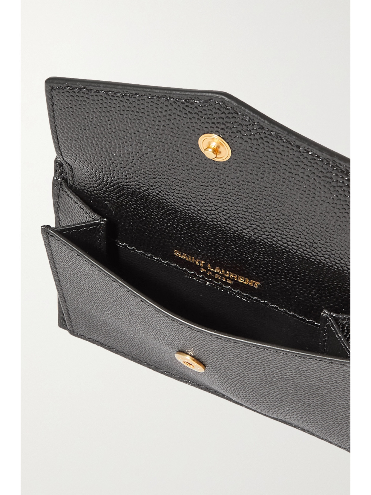 Saint Laurent Uptown Textured-leather Cardholder In Black