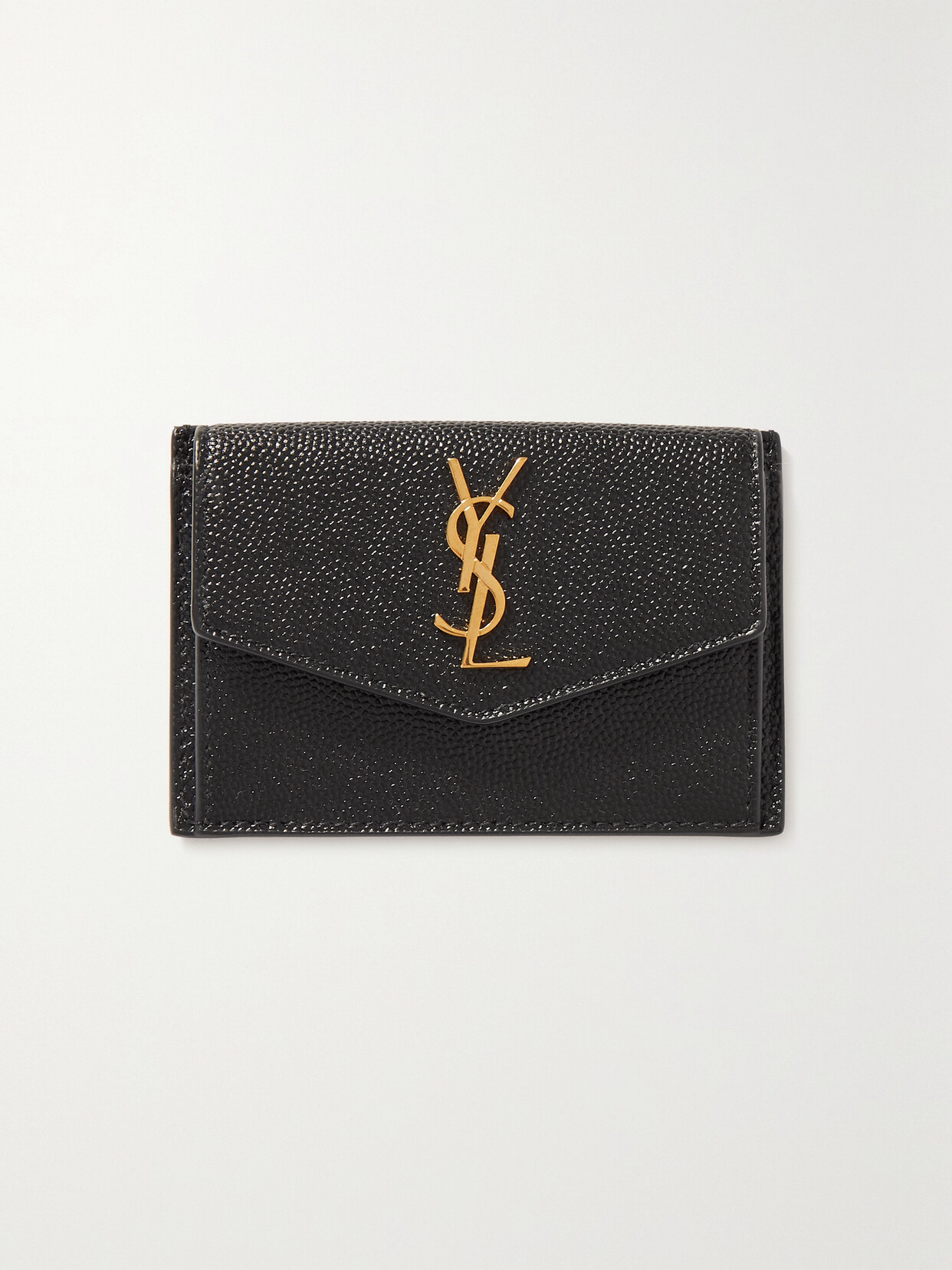 Saint Laurent Uptown Textured-leather Cardholder In Black