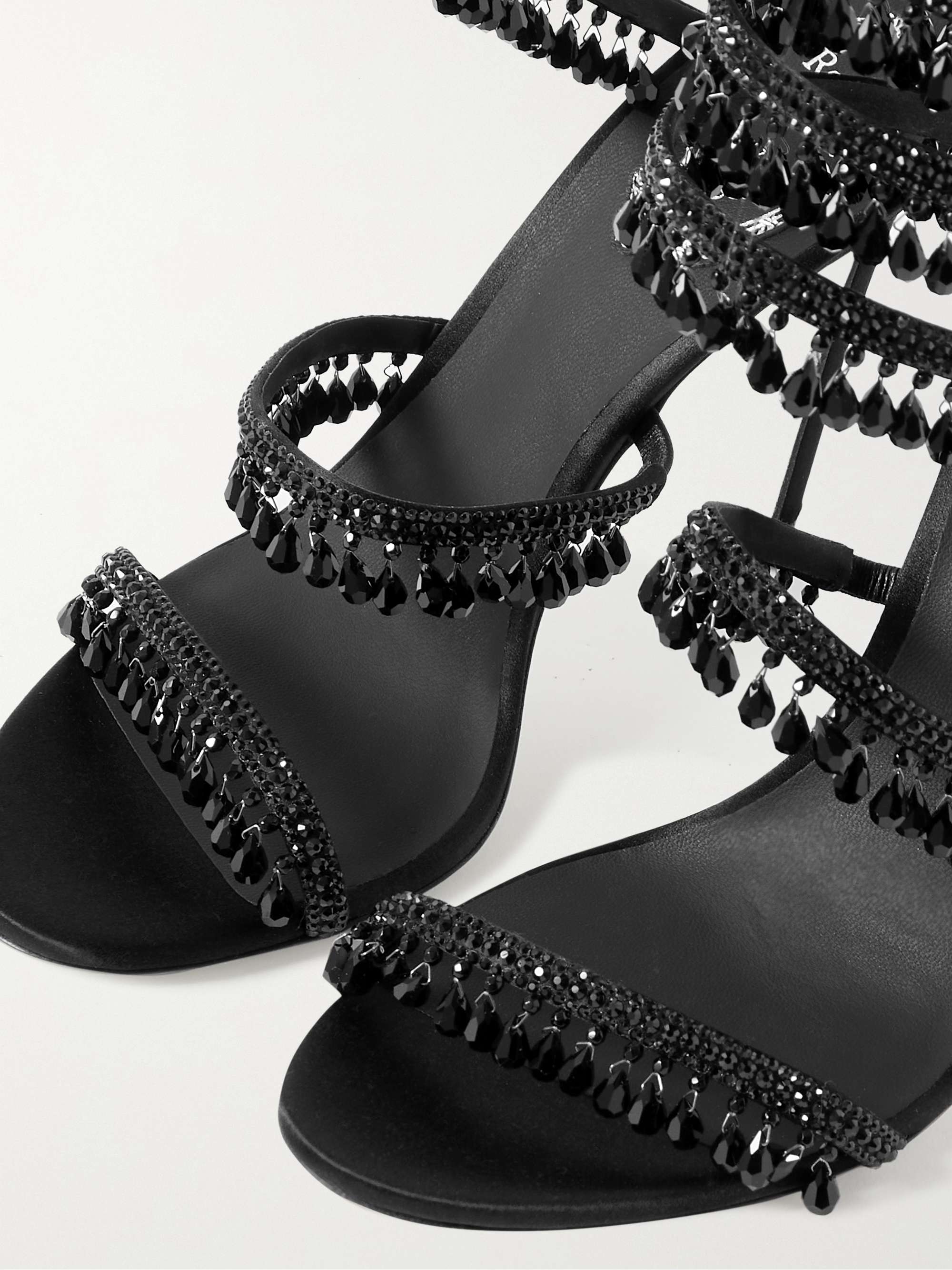 RENÉ CAOVILLA Cleo embellished satin and leather sandals