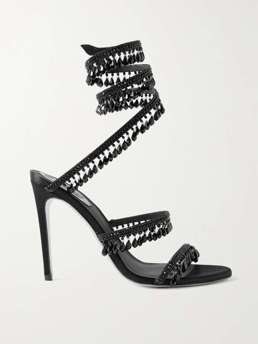 René Caovilla Cleo Embellished Satin And Leather Sandals