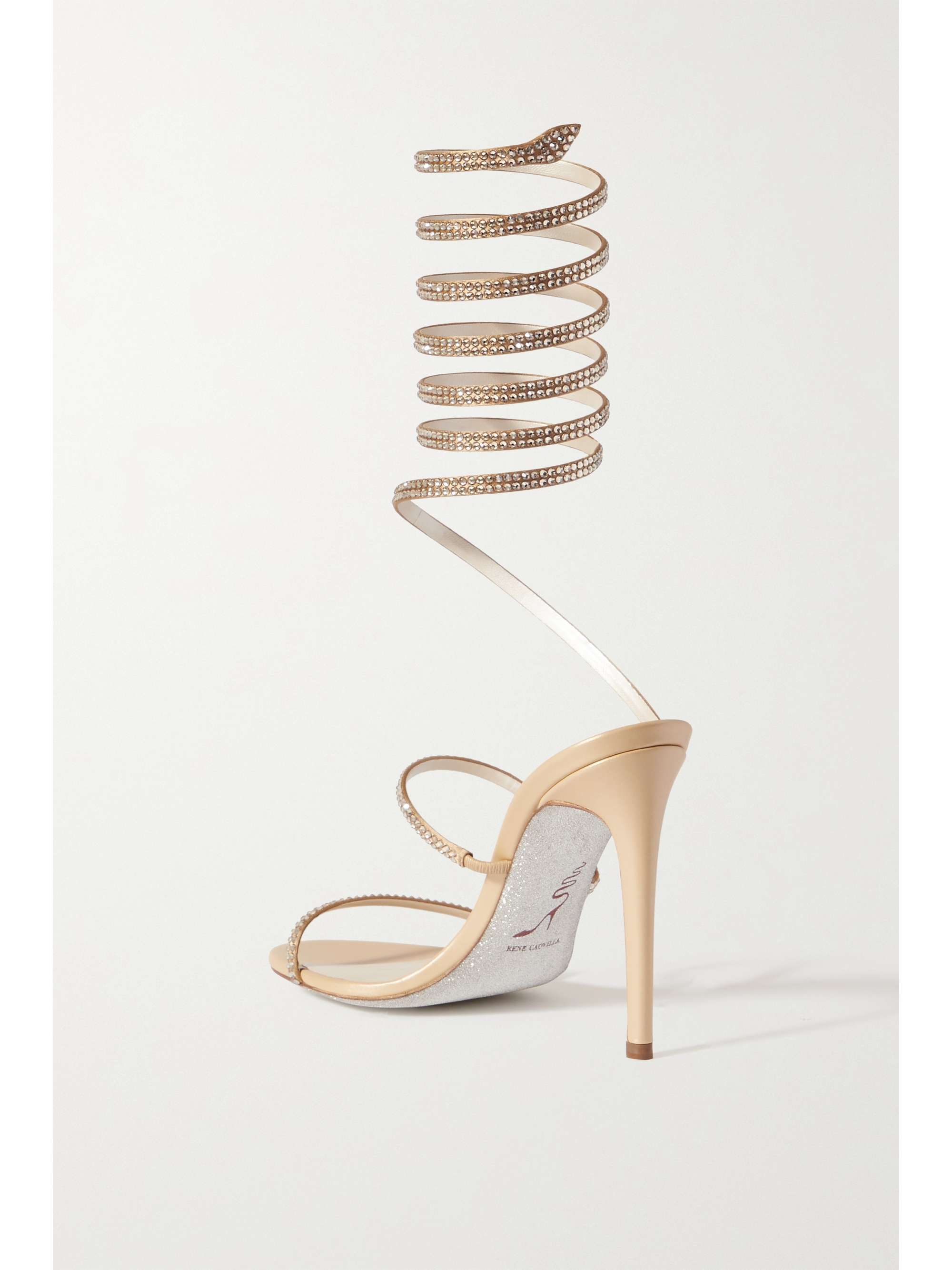 Gold Cleo crystal-embellished leather sandals | RENÃ CAOVILLA | NET-A-PORTER